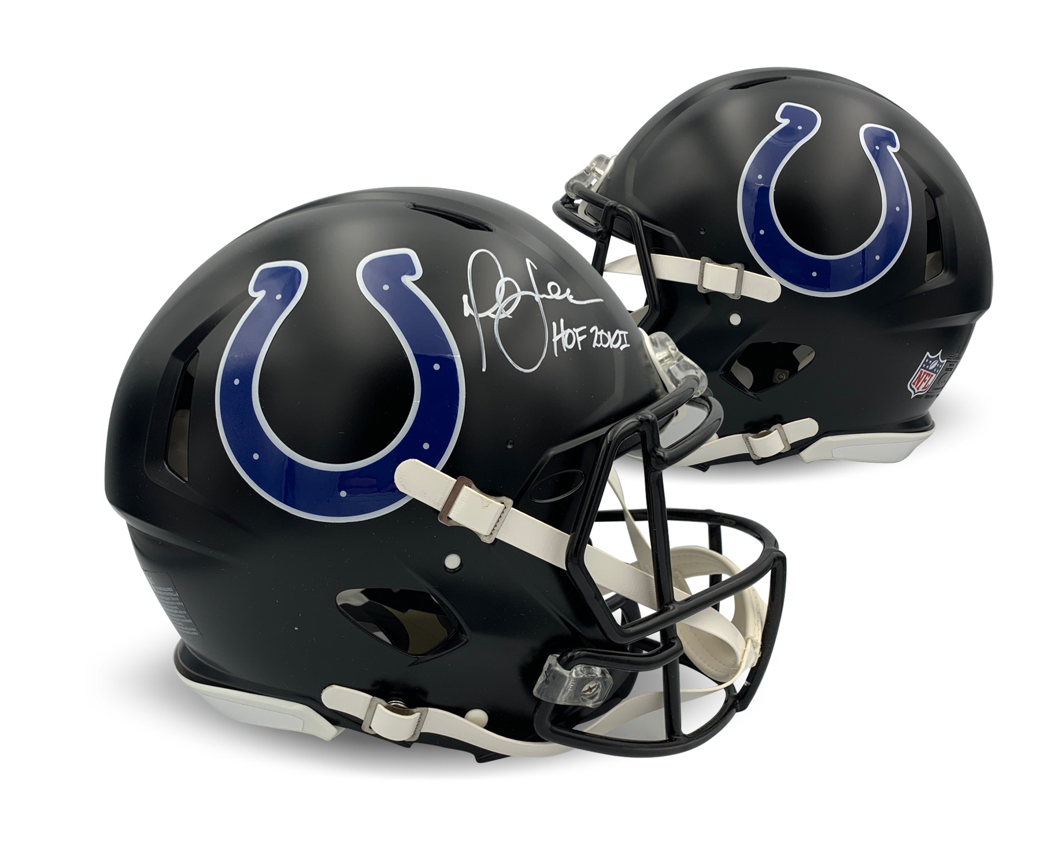 Marshall Faulk Autographed Indianapolis Colts HOF 2011 Signed 2023 Indiana Nights Black Full Sized Authentic Football Helmet Beckett COA Marshall Faulk Autographed Indianapolis Colts HOF 2011 Signed 2023 Indiana Nights Black Full Sized Authentic Football Helmet Beckett COA