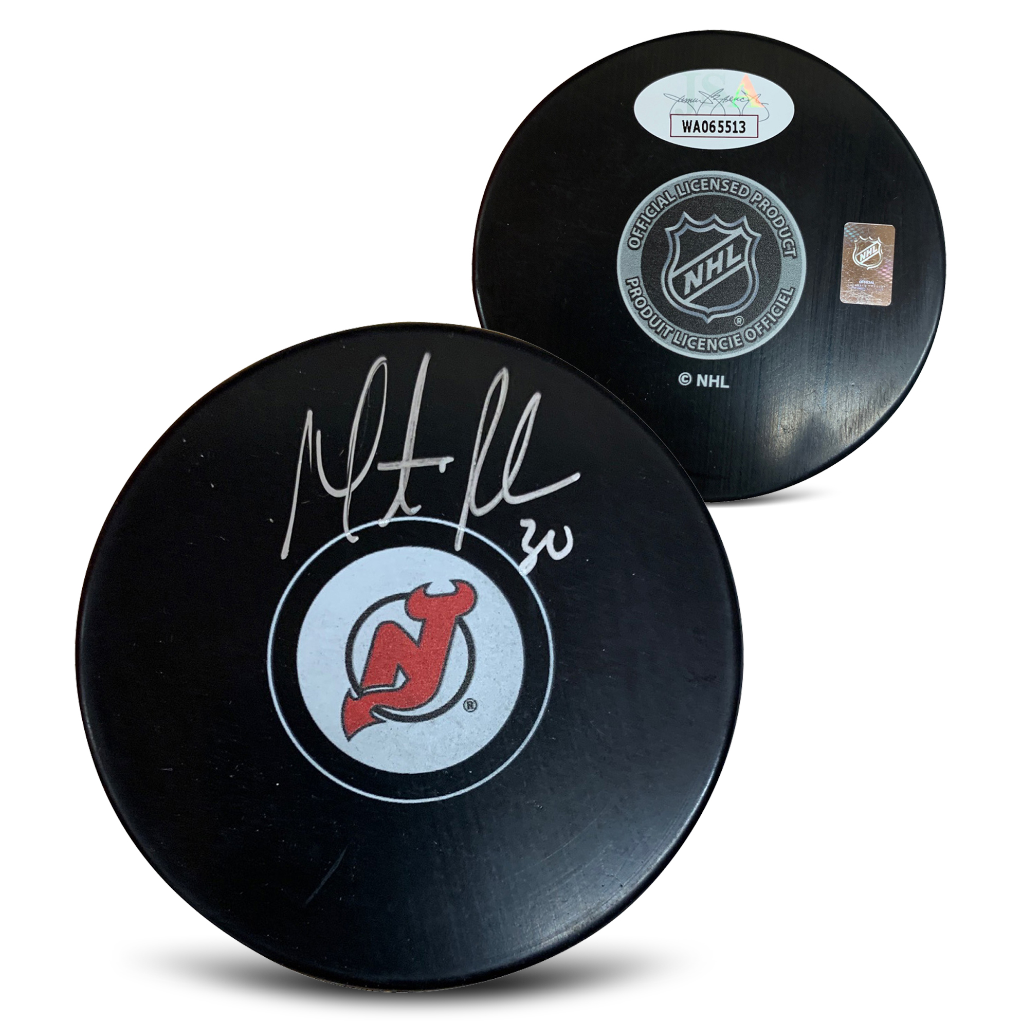 Martin Brodeur Autographed New Jersey Signed Hockey Puck JSA COA Martin Brodeur Autographed New Jersey Signed Hockey Puck JSA COA