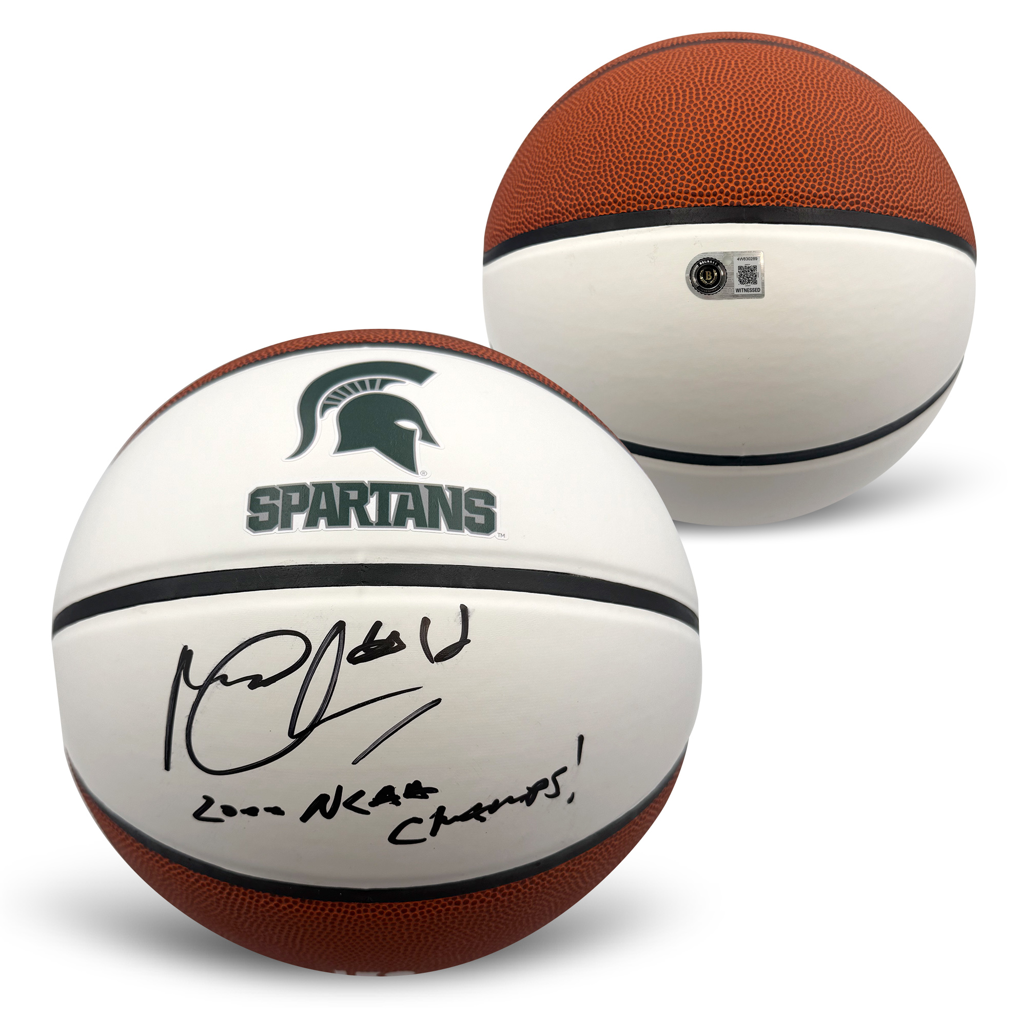 Mateen Cleaves Autographed Michigan State Spartans MSU Signed Full Size Logo Basketball 2000 CHAMPS Beckett Witness Authenticated Mateen Cleaves Autographed Michigan State Spartans MSU Signed Full Size Logo Basketball 2000 CHAMPS Beckett Witness Authenticated