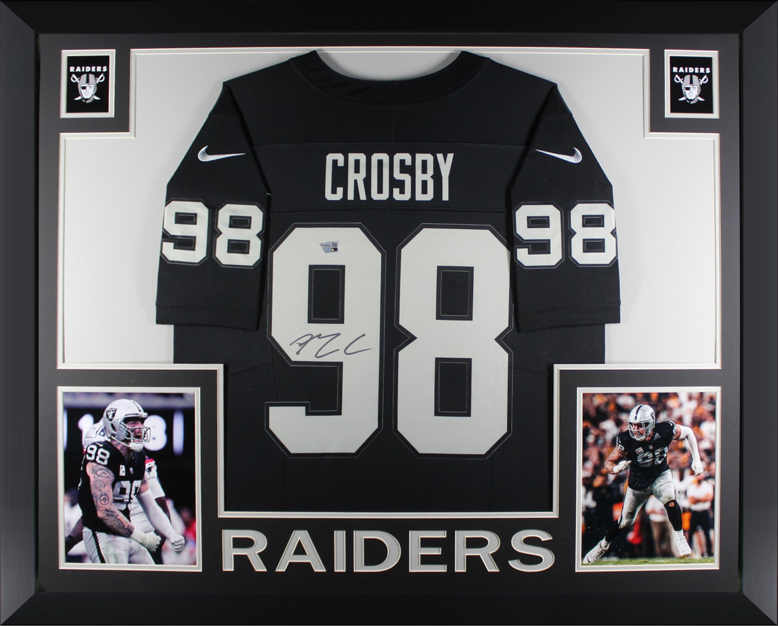 Maxx Crosby Autographed Las Vegas Raiders Signed Nike Limited Football Framed Jersey Fanatics Authentic COA
