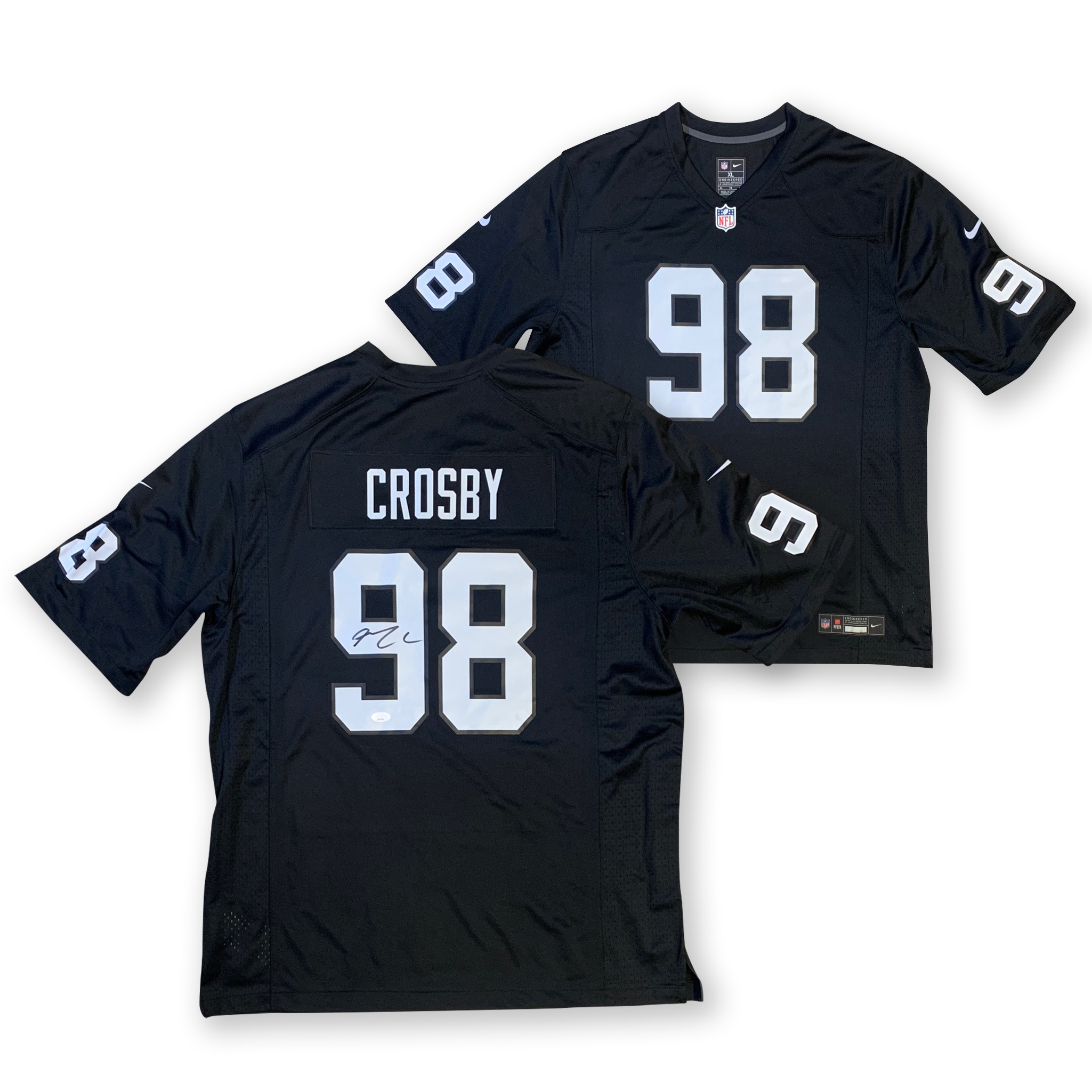 Maxx Crosby Autographed Las Vegas Raiders Signed Nike Game Football Jersey JSA COA