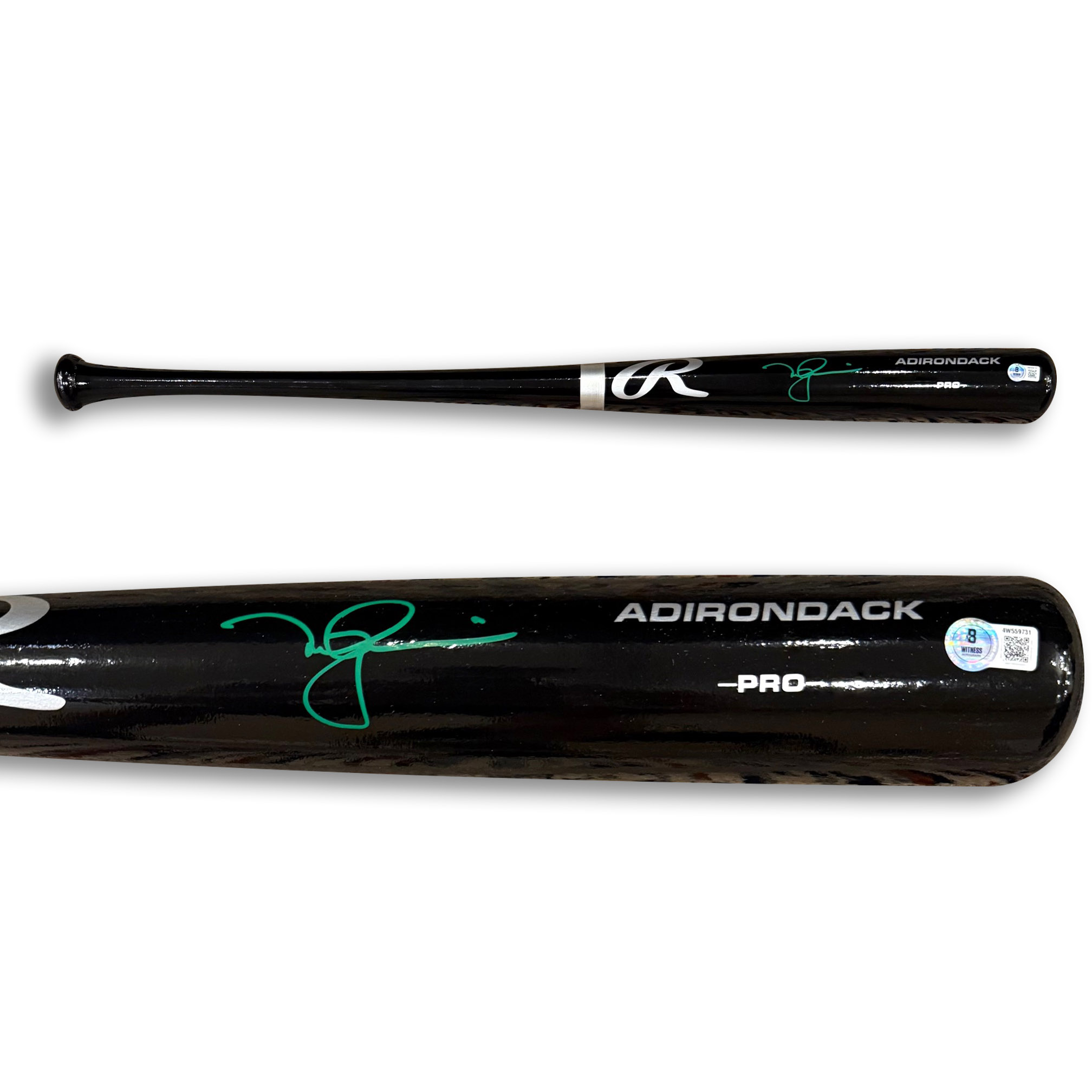 Mark McGwire Autographed MLB Signed Black 34 Inch Baseball Bat Beckett Witness Authenticated COA Green Auto