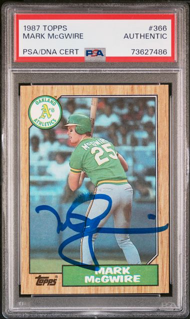 Mark McGwire 1987 Topps Baseball Signed Rookie Card RC #366 Auto PSA