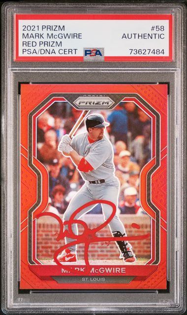 Mark McGwire 2021 Panini Prizm Red Baseball Signed Card #58 Auto PSA