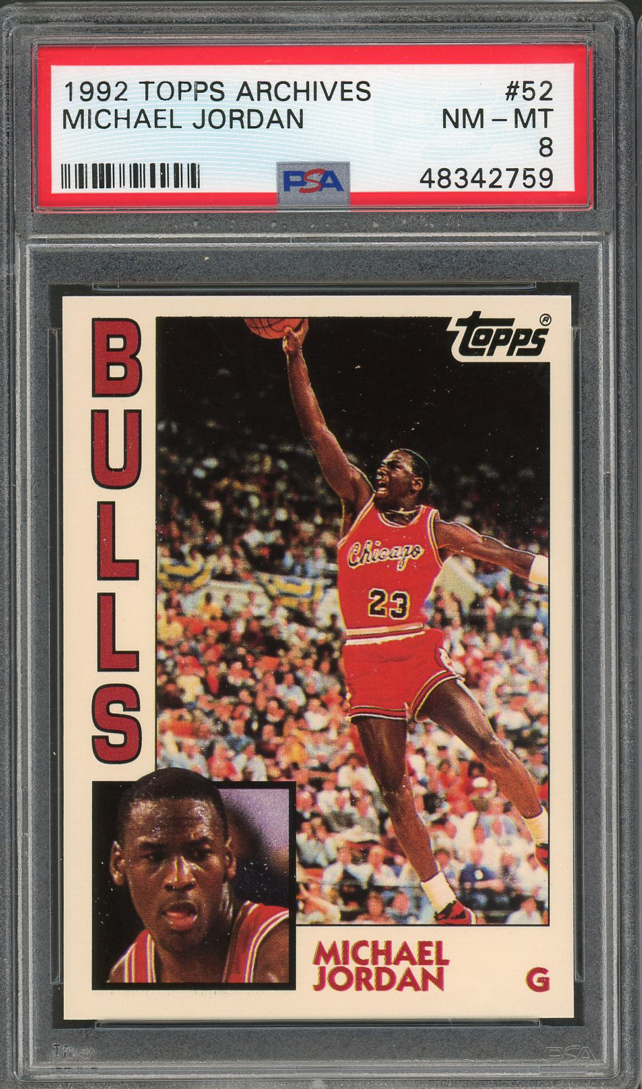 Michael Jordan 1992 Topps Archives Basketball Card #52 Graded PSA 8