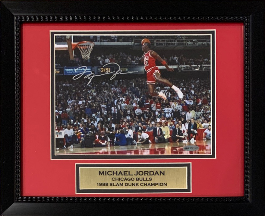Michael Jordan Autographed Chicago Bulls 1988 Slam Dunk Signed Basketball Framed 8x10 Photo Upper Deck COA UDA - Get the most iconic sports photo of his!