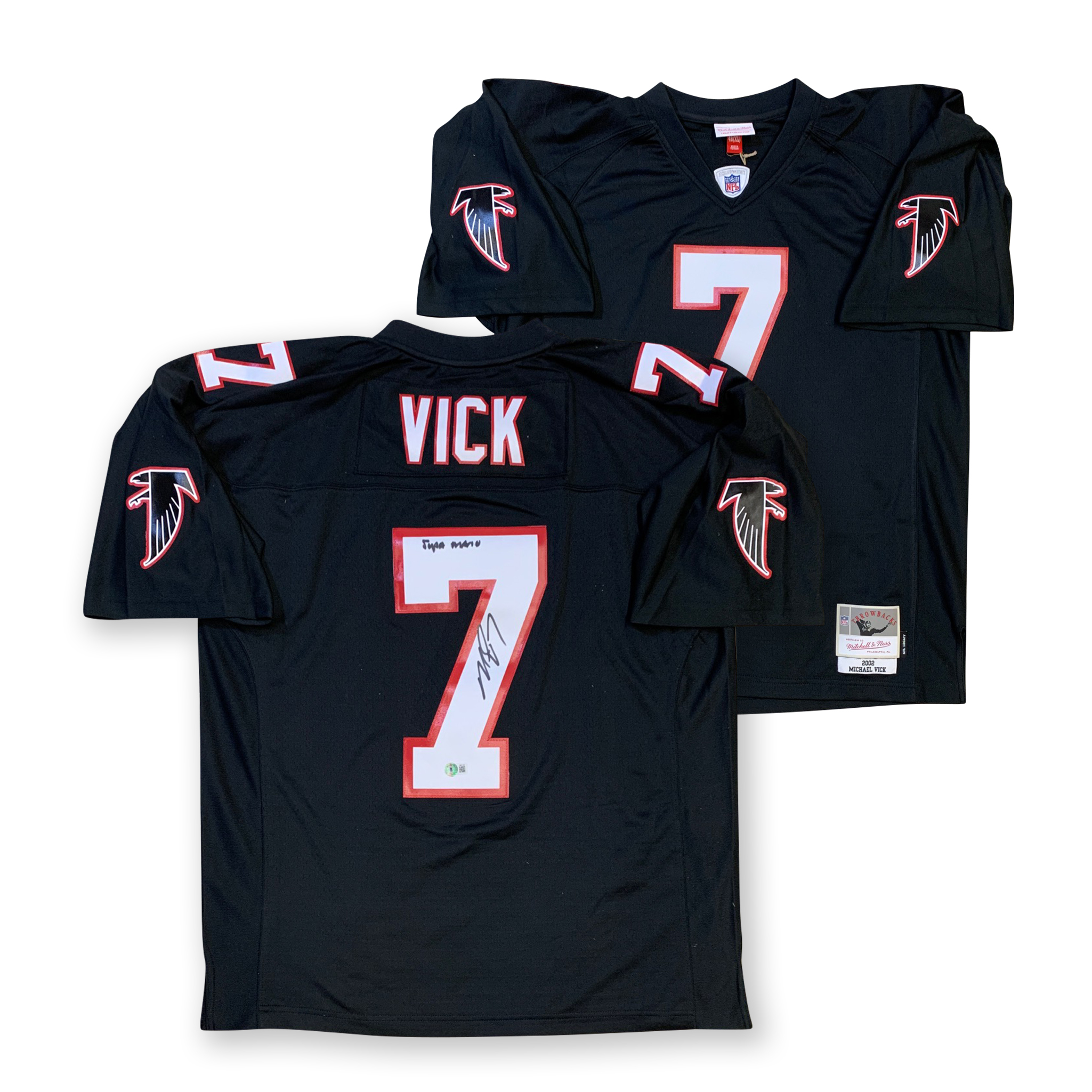 Michael Vick Autographed Atlanta Falcons Signed Mitchell and Ness Football Jersey Beckett COA
