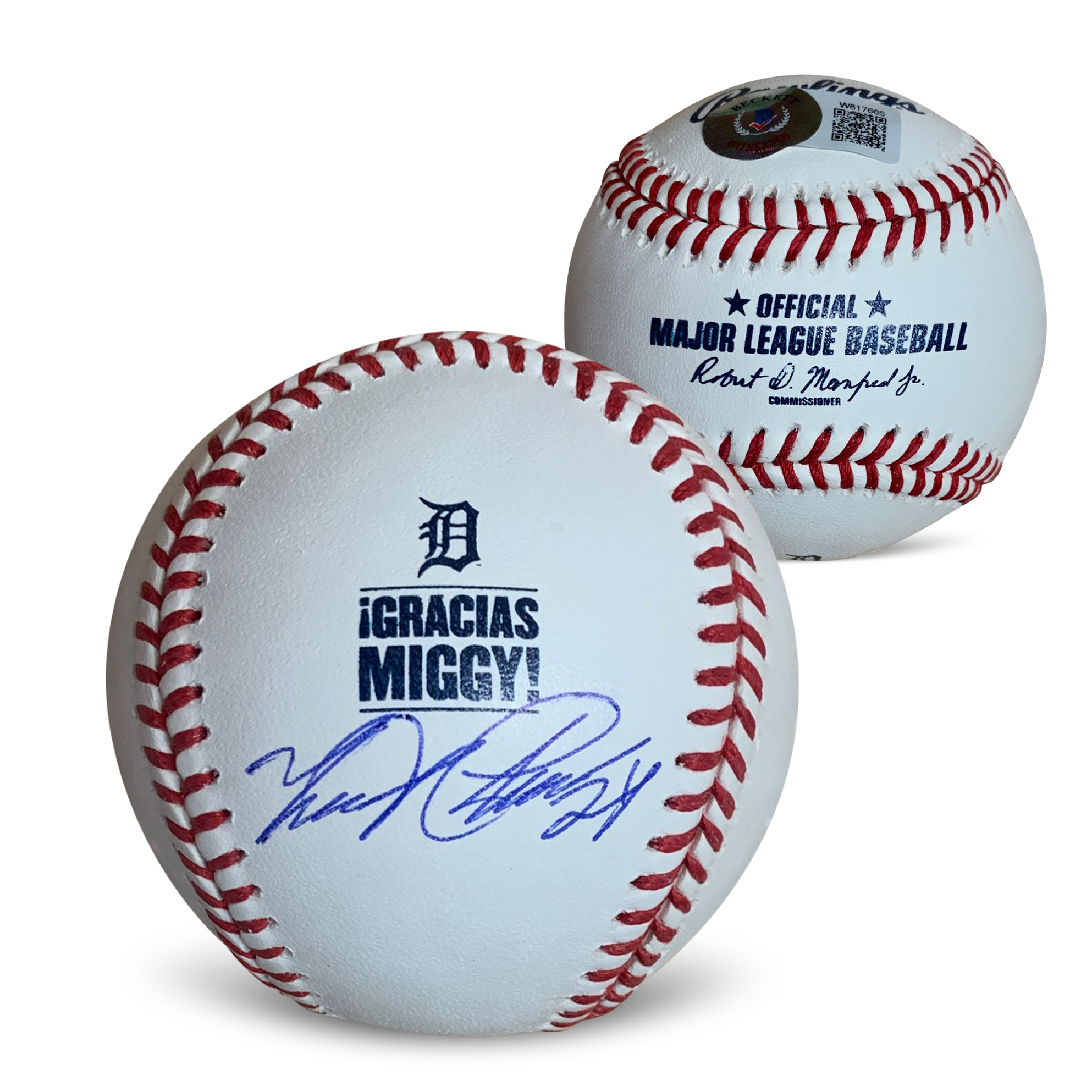 Miguel Cabrera Autographed Retirement Logo GRACIAS Signed Baseball Beckett COA With UV Display Case