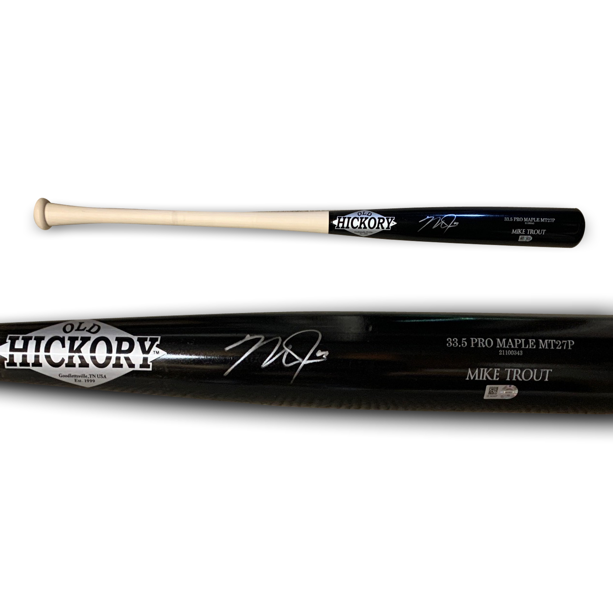 Mike Trout Autographed Hickory Signed 34" Black Baseball Bat MLB Authenticated Hologram COA Mike Trout Autographed Hickory Signed 34" Black Baseball Bat MLB Authenticated Hologram COA