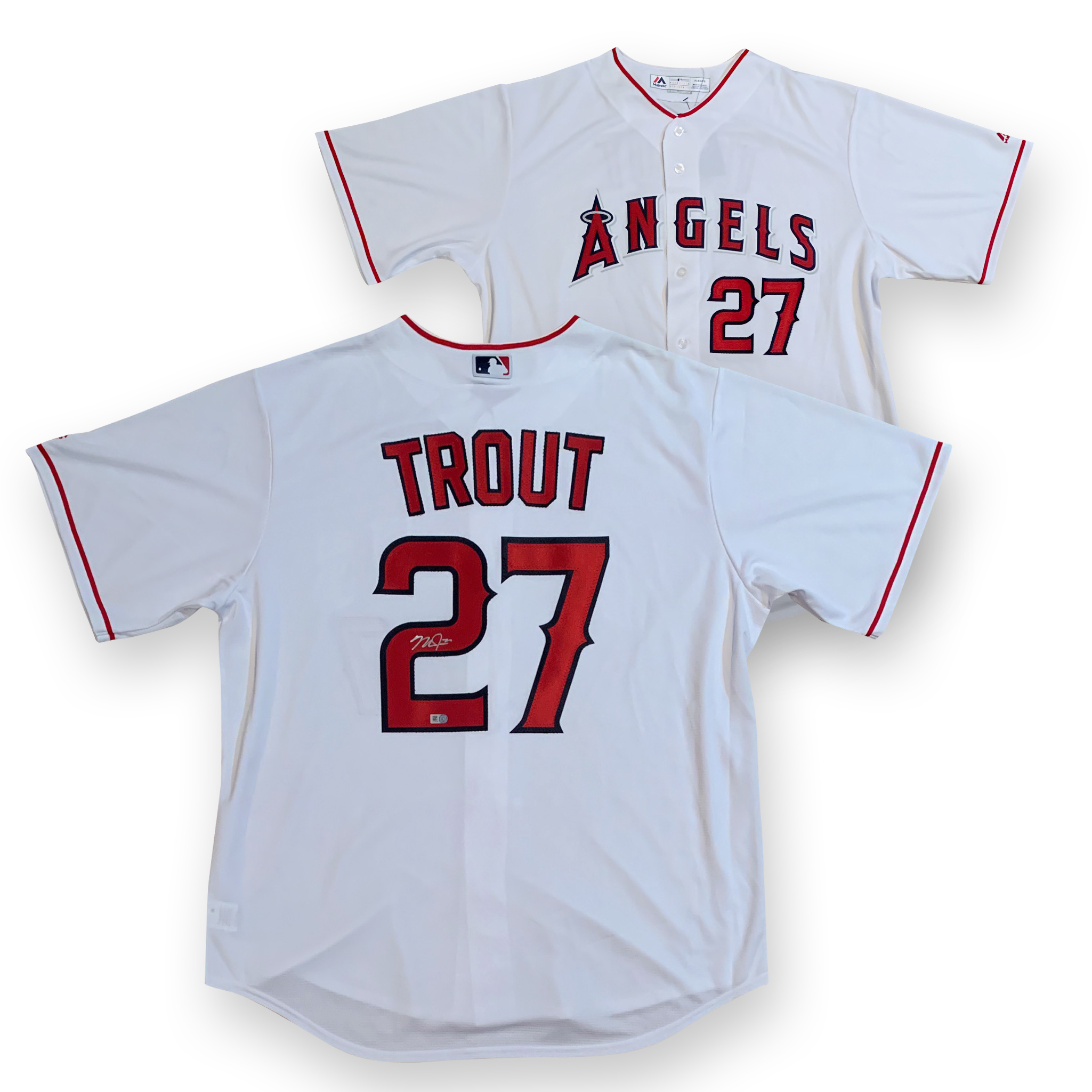 Mike Trout Autographed Los Angeles Majestic Baseball Signed Jersey MLB Authenticated COA M WHT Mike Trout Autographed Los Angeles Majestic Baseball Signed Jersey MLB Authenticated COA M WHT