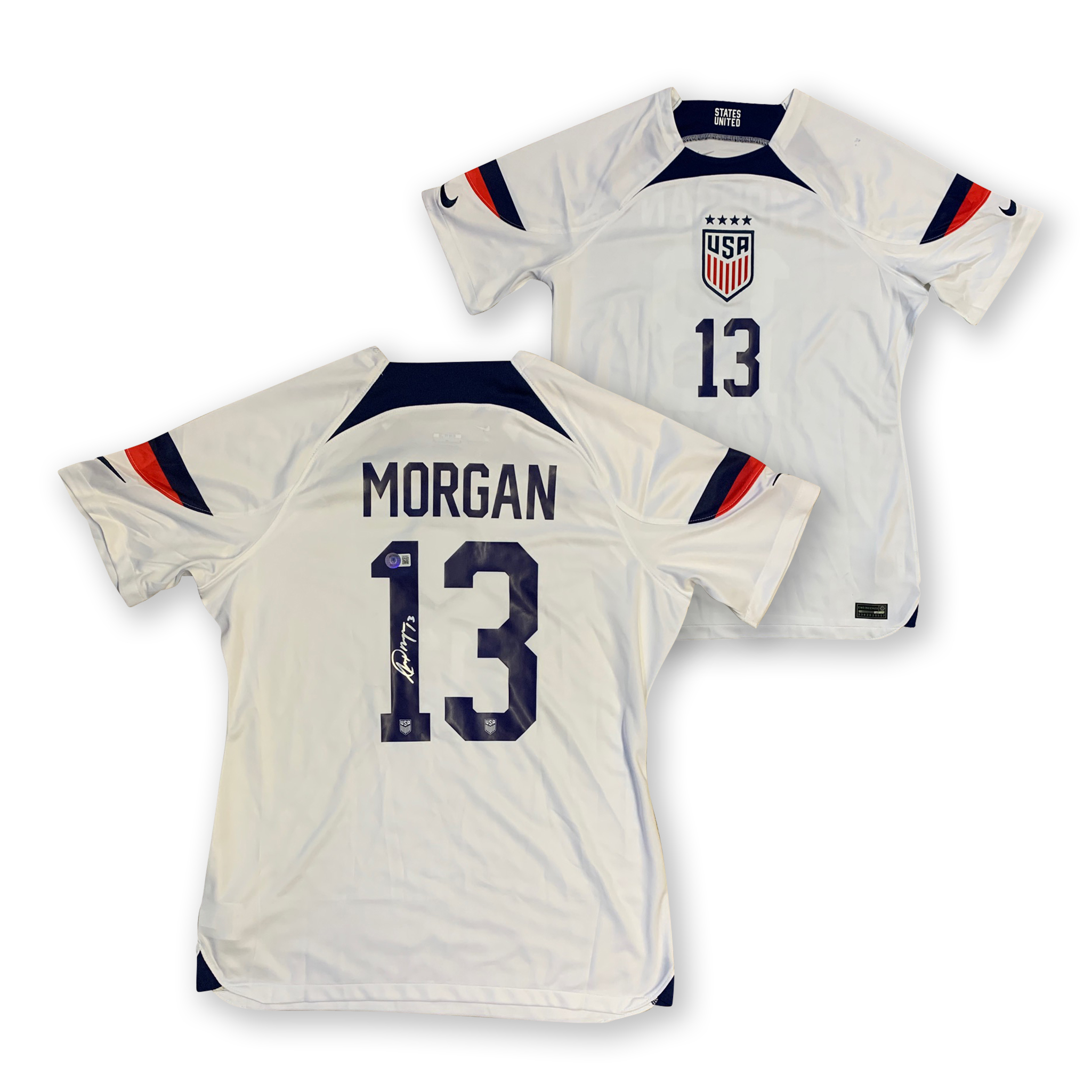 Alex Morgan Autographed USA Womens World Cup Signed Nike Soccer Jersey Beckett COA
