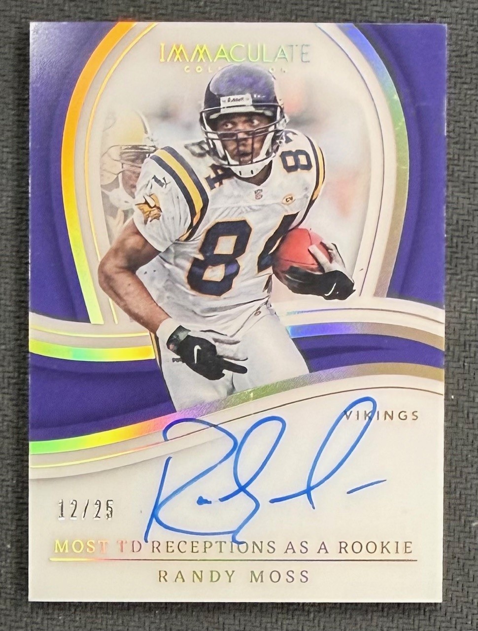 Randy Moss 2023 Panini Immaculate Records Signed Football Card #IRRMV Auto 12/25