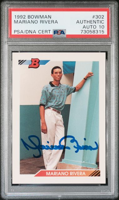 Mariano Rivera 1992 Bowman Signed Baseball Rookie Card #302 Auto Graded PSA 10