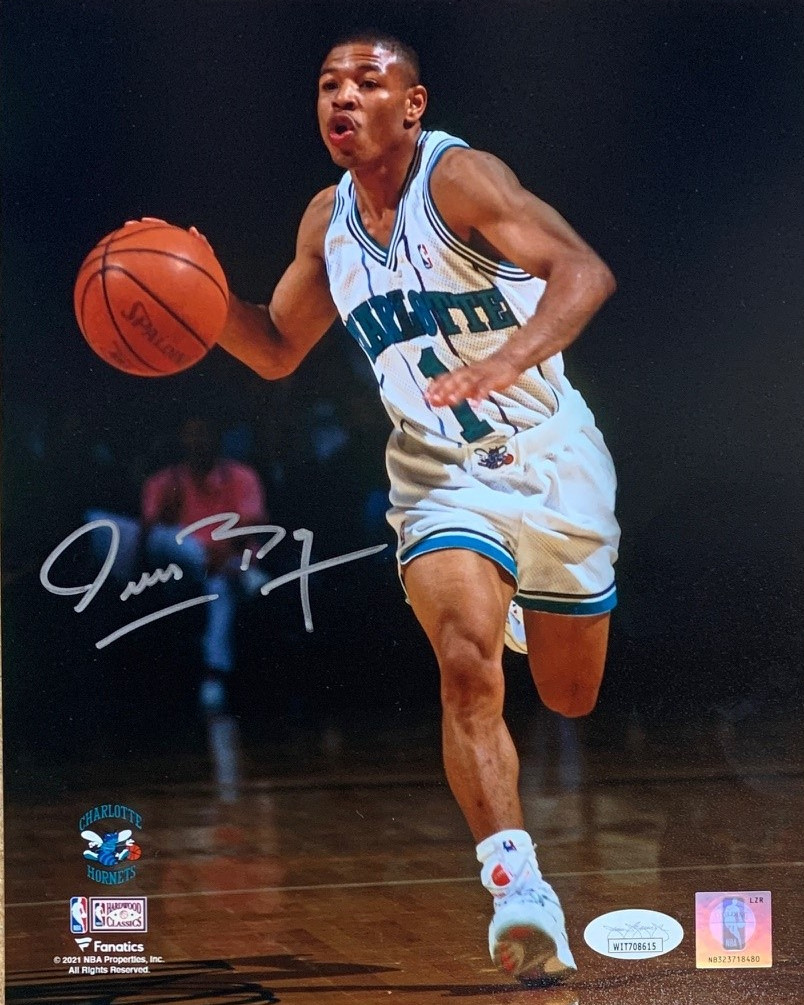 Muggsy Bogues Charlotte Autographed Basketball Signed 8x10 Photo JSA COA