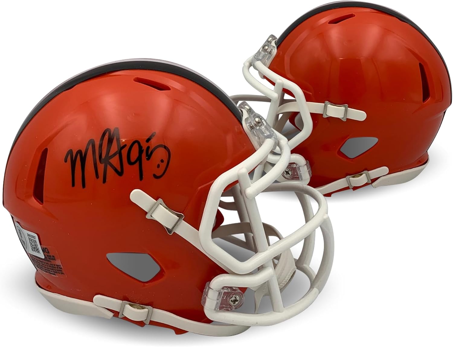 Myles Garrett Autographed Cleveland Browns Signed Football Mini Helmet Beckett Witness Authenticated COA