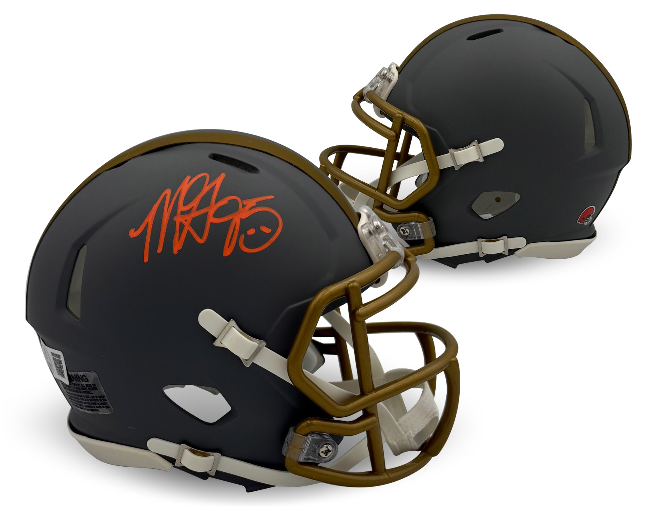 Myles Garrett Autographed Cleveland Browns Signed Football Slate Mini Helmet Beckett COA Myles Garrett Autographed Cleveland Browns Signed Football Slate Mini Helmet Beckett COA