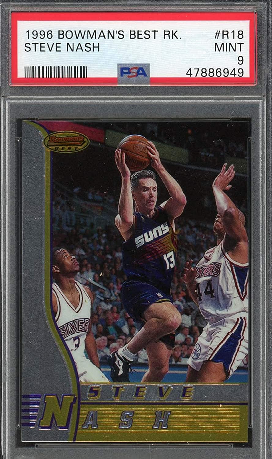 Steve Nash 1996 Bowmans Best Basketball Rookie Card RC #R18 Graded PSA 9 MINT Steve Nash 1996 Bowmans Best Basketball Rookie Card RC #R18 Graded PSA 9 MINT