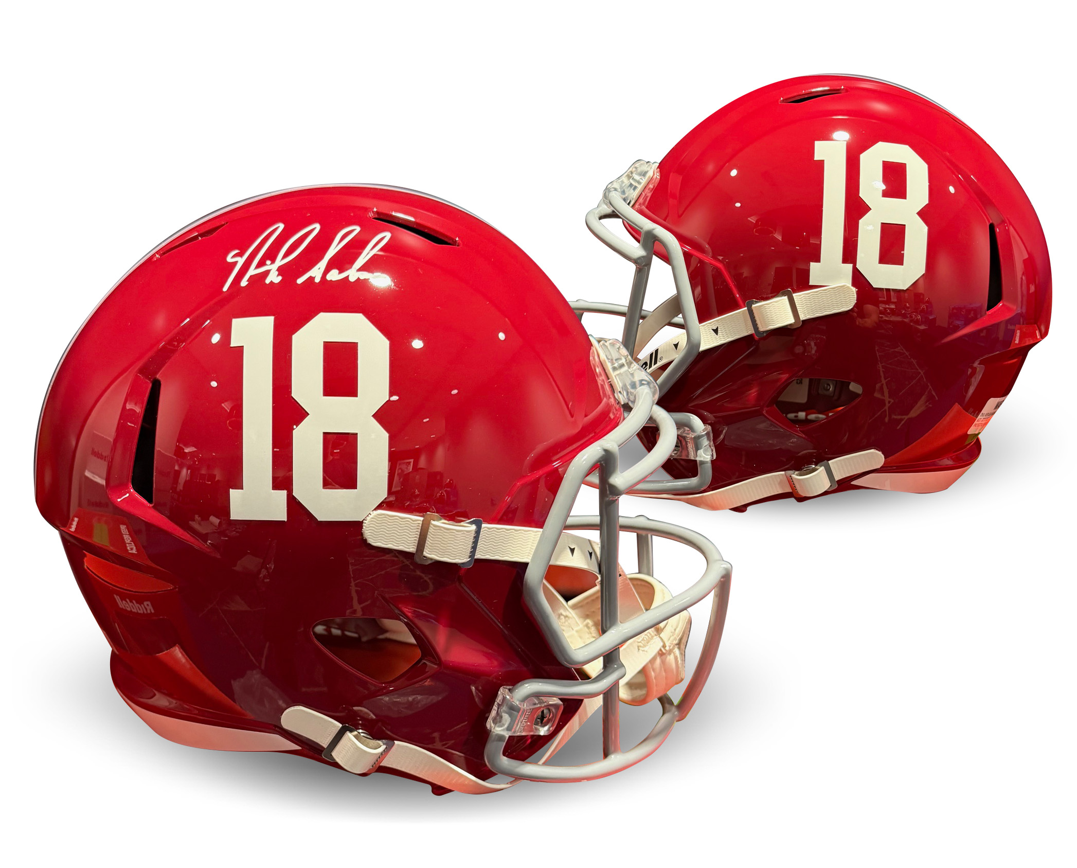 Nick Saban Autographed Alabama Crimson Tide Signed Football Full Size Replica Helmet Beckett Authenticated COA