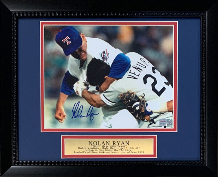 Nolan Ryan Autographed Texas Signed Framed 8x10 Photo Fight Punching Robin Ventura TRISTAR COA