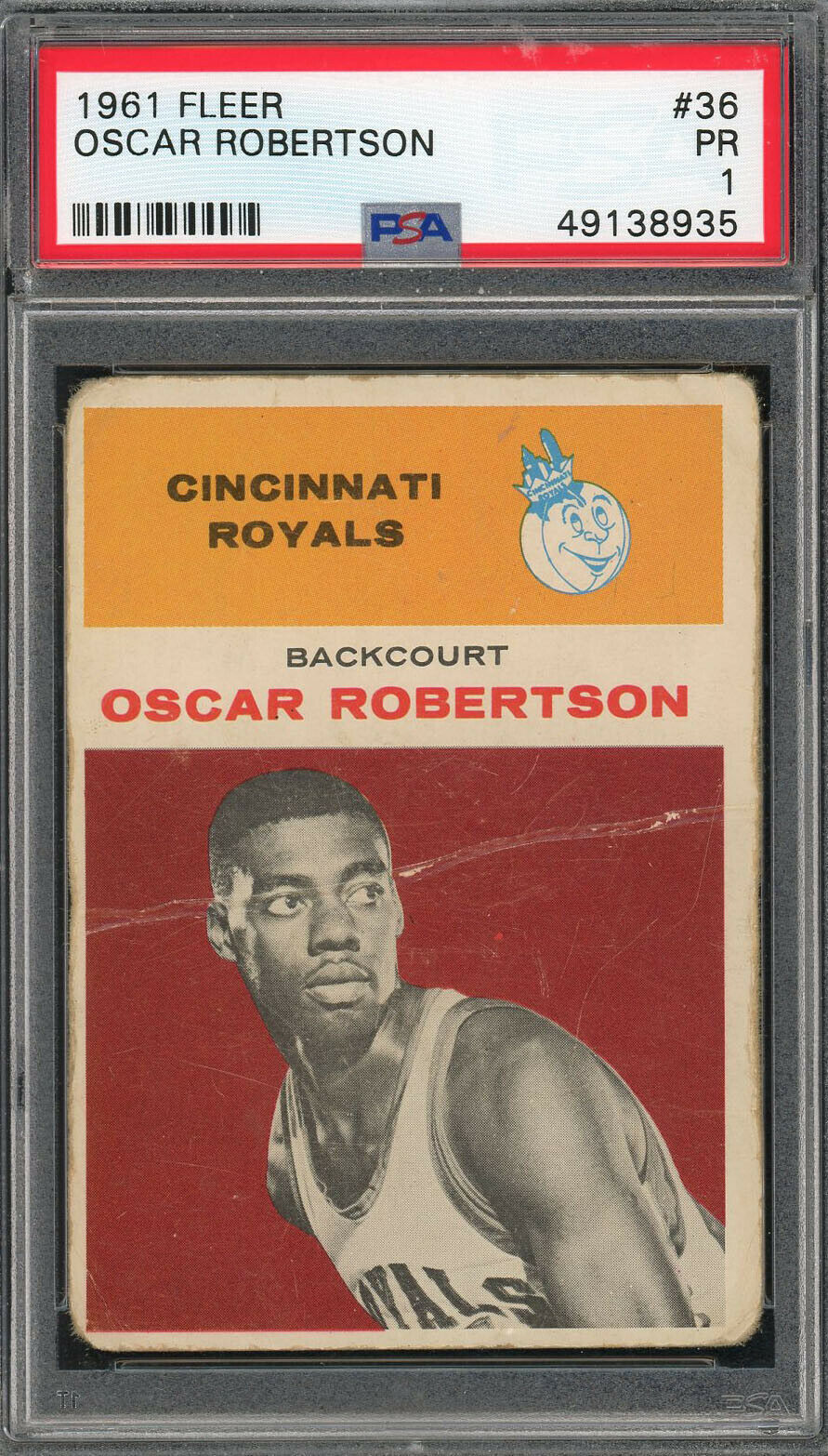 Oscar Robertson Cincinnati Royals 1961 Fleer Basketball Rookie Card RC #36 Graded PSA 1