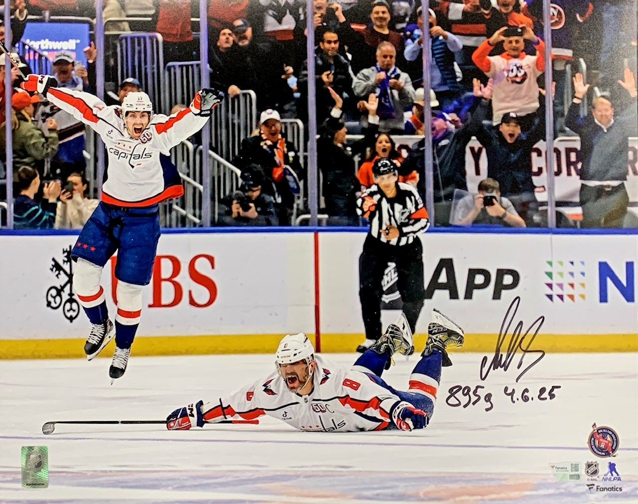 Alexander Ovechkin Autographed Washington Capitals Signed 16x20 Hockey Photo 895 Goal 4/6/25 Breaks Wayne Gretzky's NFL Scoring Record Fanatics Authentic COA