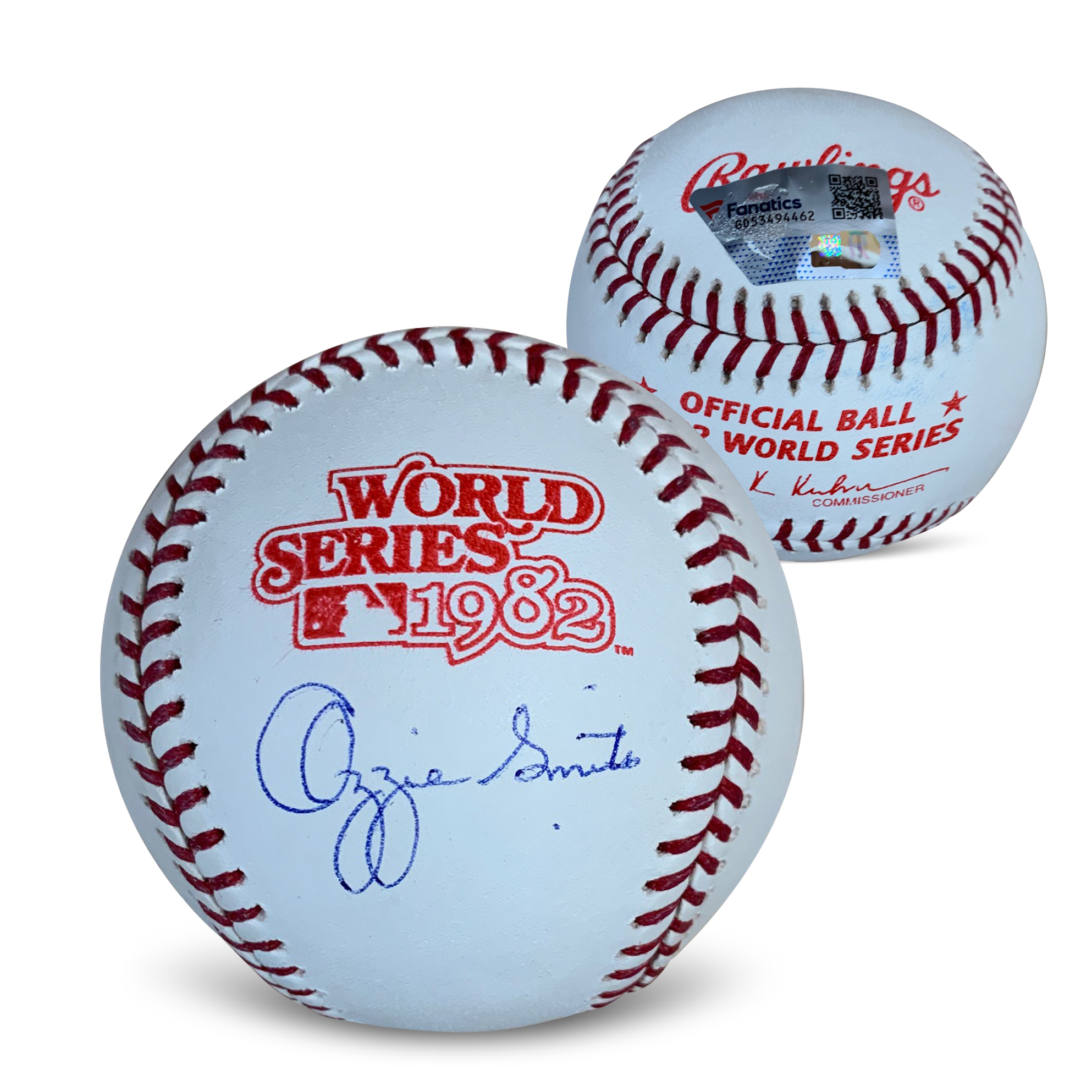 Ozzie Smith Autographed 1982 World Series Signed Baseball Fanatics Authentic COA With UV Display Case