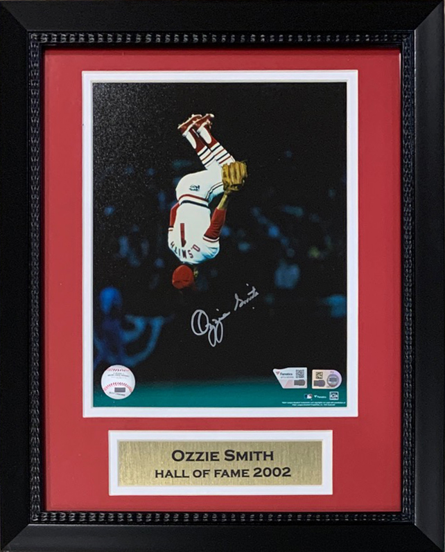 Ozzie Smith Autographed St Louis Cardinals Flip Signed 8x10 Framed Baseball Photo Fanatics Authentic COA