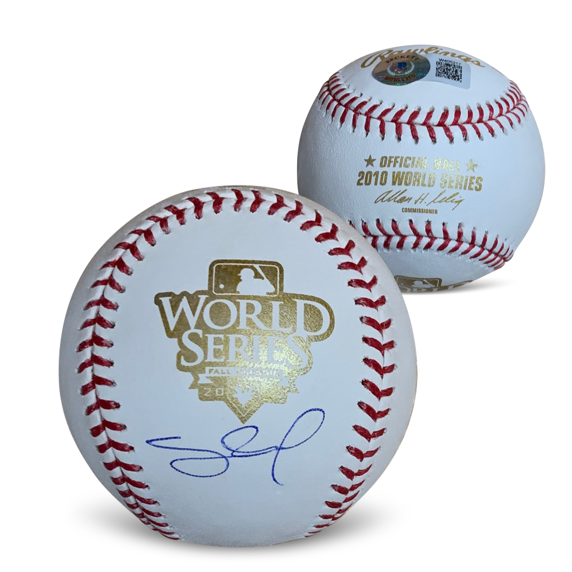 Pablo Sandoval Autographed 2010 World Series Signed Baseball Beckett COA With UV Display Case