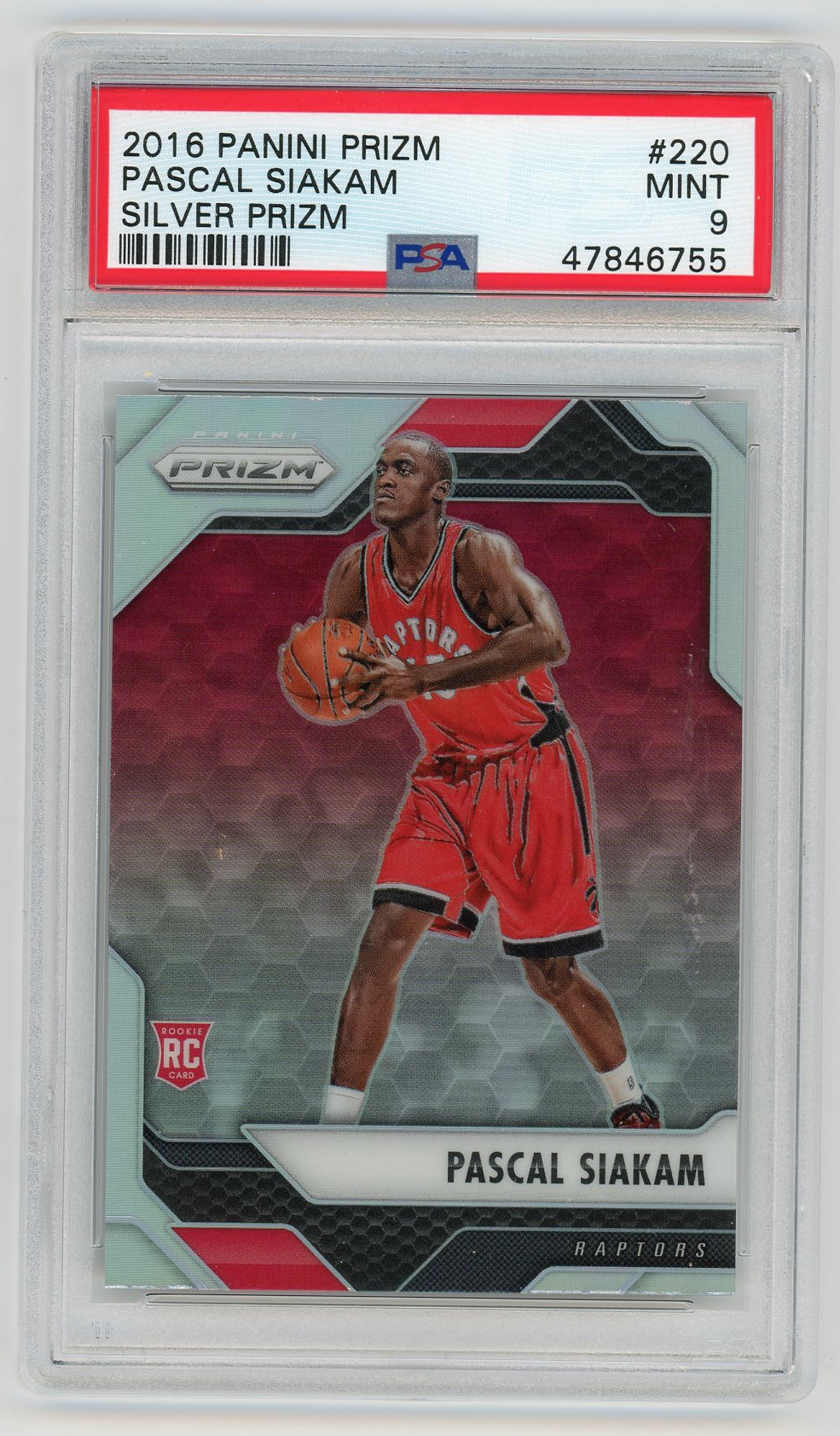 Pascal Siakam 2016 Panini Silver Prizm Basketball Rookie Card RC #220 Graded PSA 9 MINT