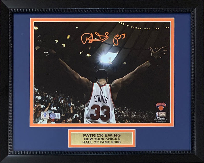 Patrick Ewing Autographed New York Knicks Signed 11x14 Basketball Framed Photo Beckett COA