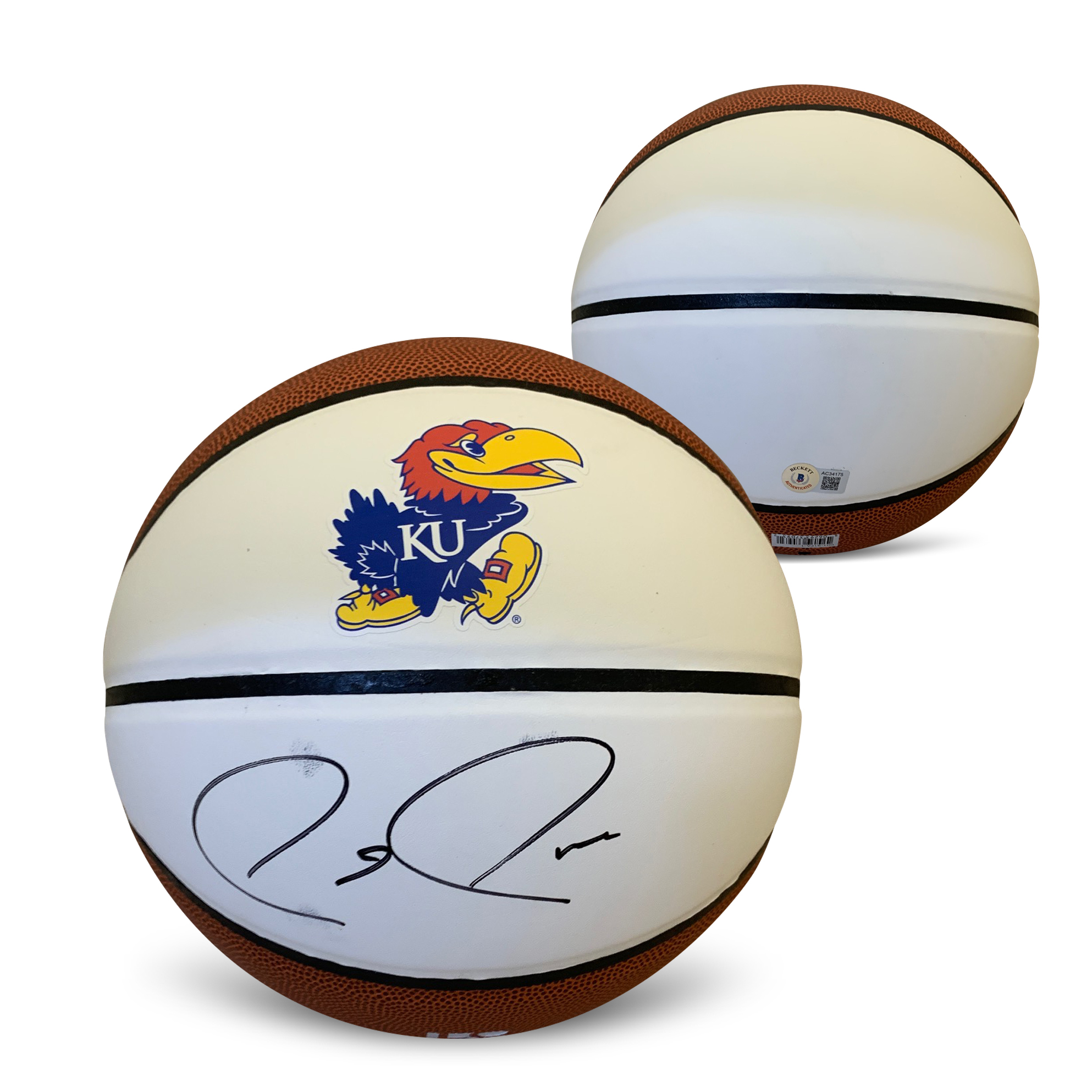 Paul Pierce Autographed Kansas Jayhawks KU Signed Full Size Basketball Beckett COA SMUDGED