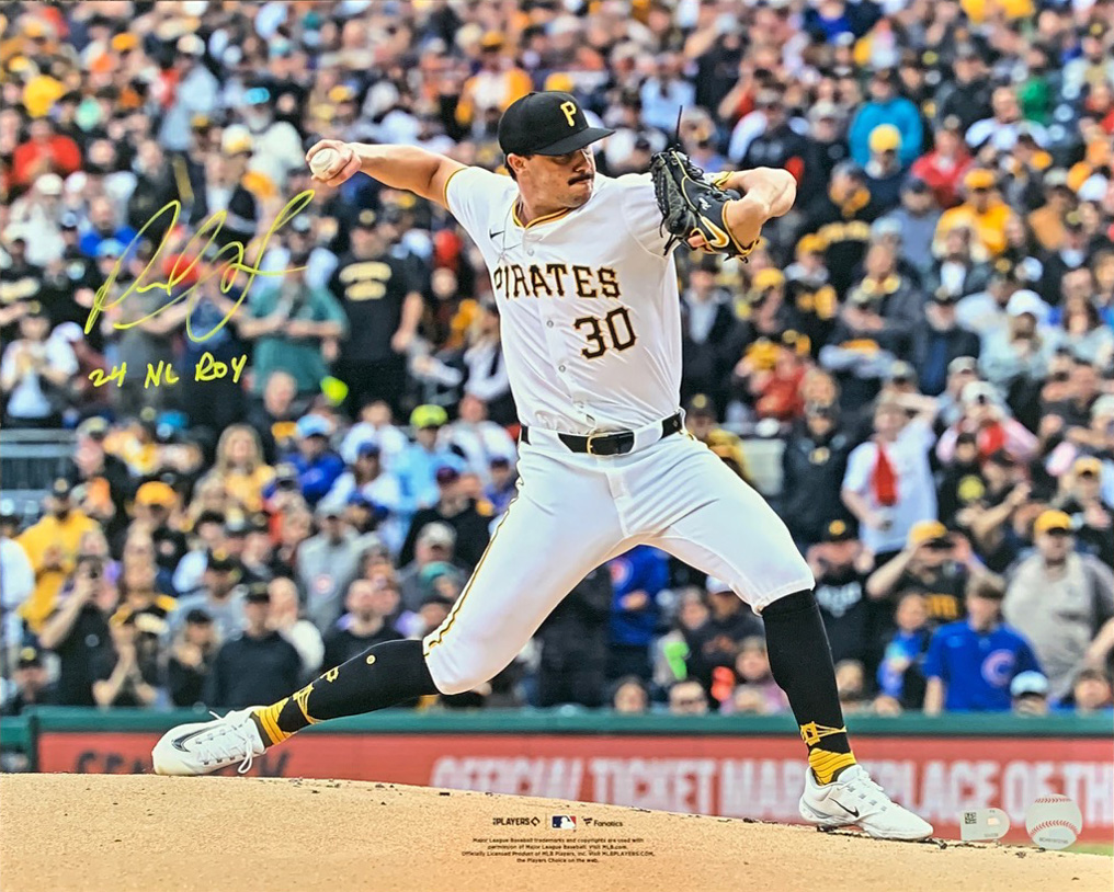 Paul Skenes Autographed Pittsburgh Pirates MLB Debut 24 NL ROY Signed Baseball 16x20 Photo Hologram COA Paul Skenes Autographed Pittsburgh Pirates MLB Debut 24 NL ROY Signed Baseball 16x20 Photo Hologram COA