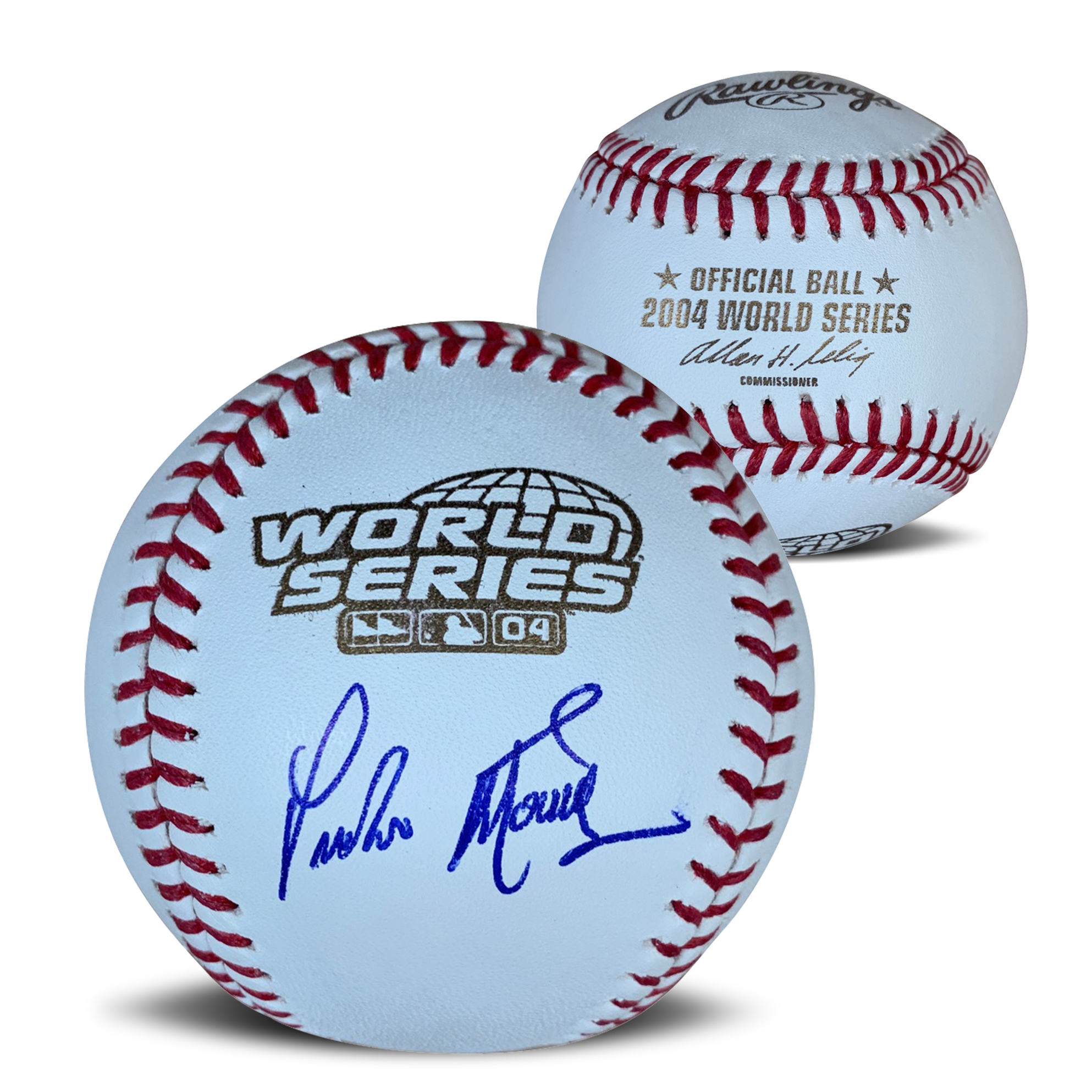 Pedro Martinez Autographed 2004 World Series Signed Baseball JSA COA With Display Case