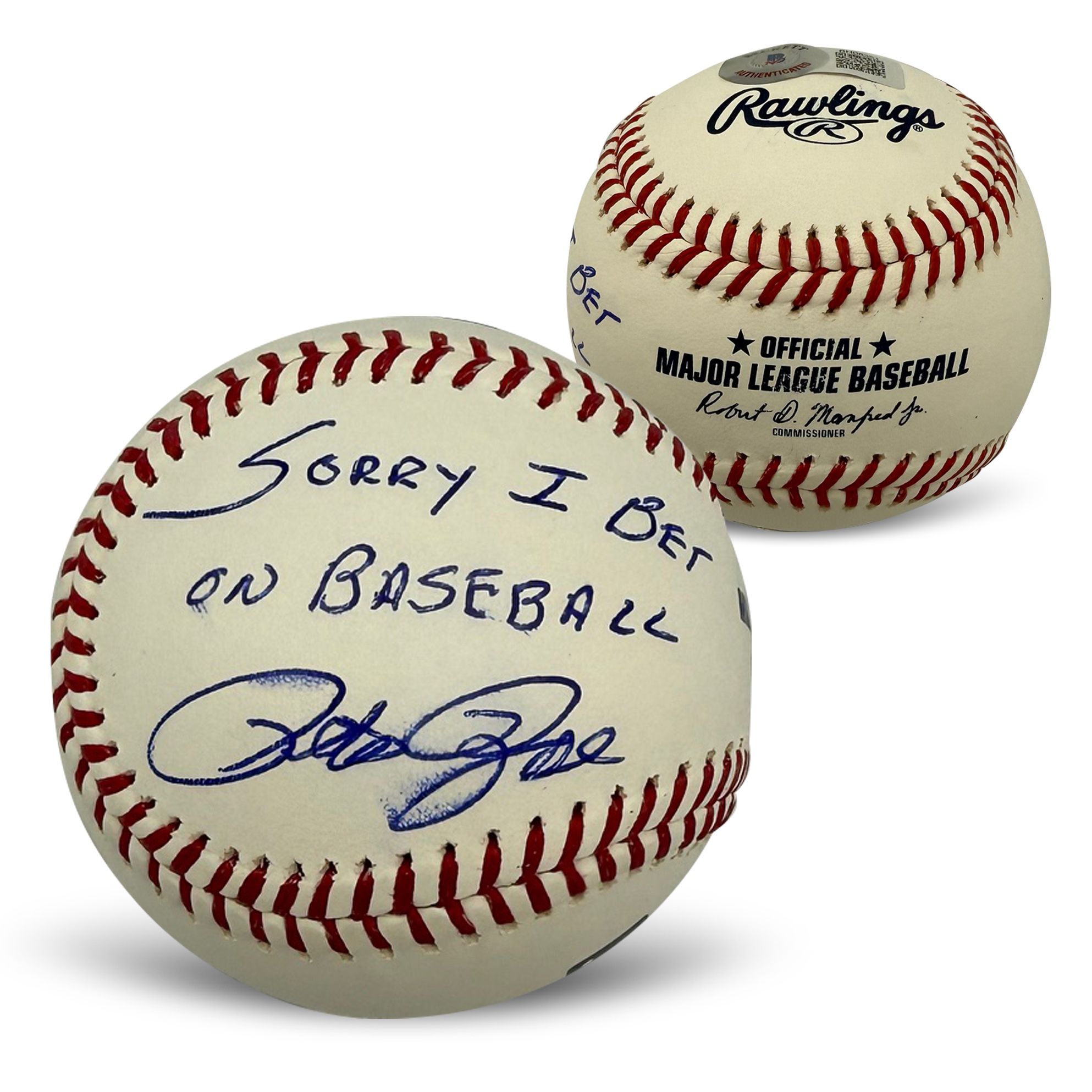 Pete Rose Signed Autographed Baseball Sorry I Bet On Baseball MLB Beckett COA With UV Display Case Smudged