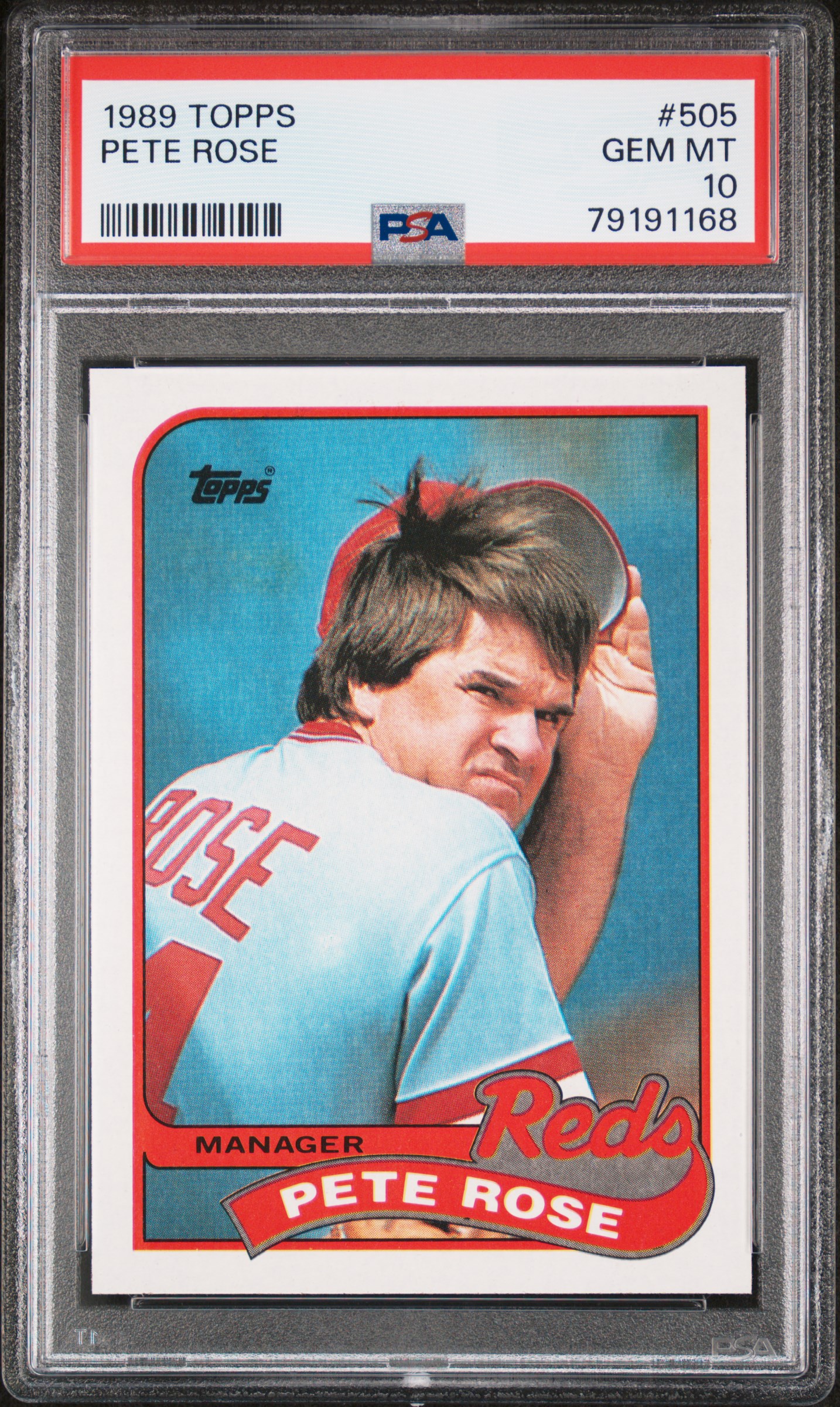 Pete Rose 1989 Topps Baseball Card #505 Graded PSA 10