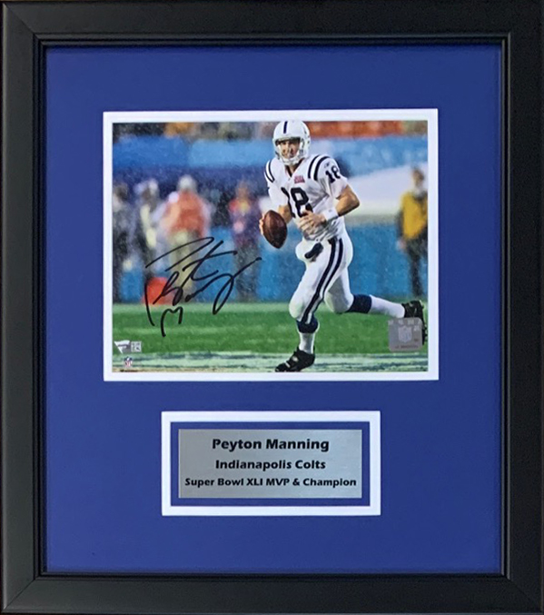 Peyton Manning Autographed Indianapolis Colts Super Bowl 41 XLI Signed Football Framed 8x10 Photo Fanatics Authentic COA Peyton Manning Autographed Indianapolis Colts Super Bowl 41 XLI Signed Football Framed 8x10 Photo Fanatics Authentic COA