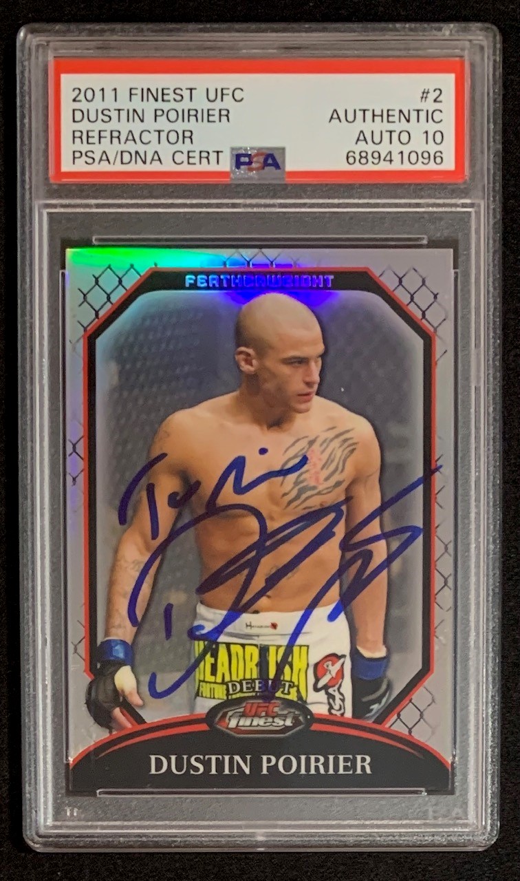 Dustin Poirier 2011 Topps Finest UFC Refractor Signed Rookie Card #2 Auto Graded PSA 10 Limited Edition of 888