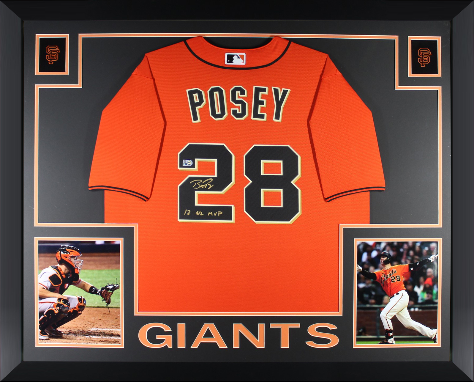 Buster Posey Autographed San Francisco Giants Signed Nike Orange Framed Jersey 12 NL MVP MLB Authenticated COA Buster Posey Autographed San Francisco Giants Signed Nike Orange Framed Jersey 12 NL MVP MLB Authenticated COA