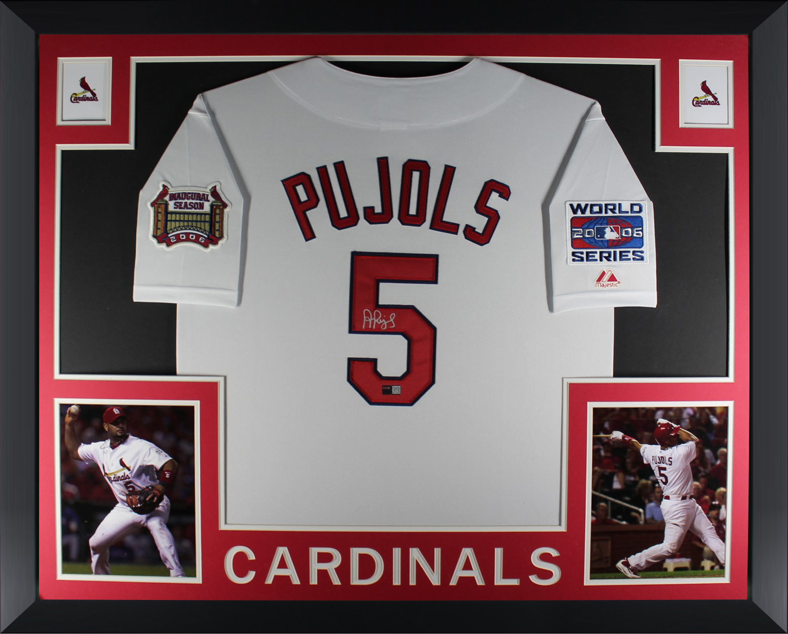 Albert Pujols Autographed St Louis Cardinals Signed Majestic Baseball Framed Jersey TRISTAR COA