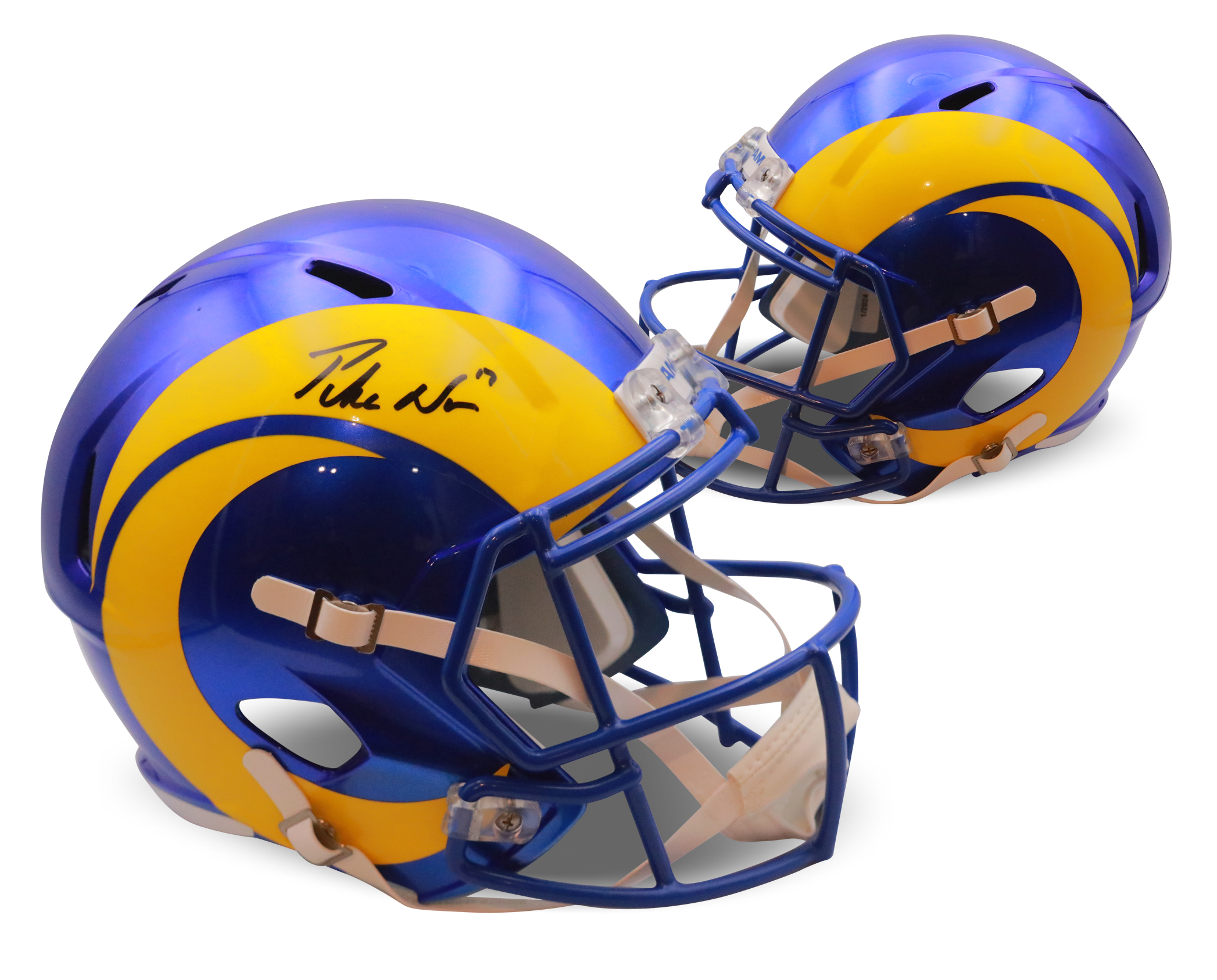 Puka Nacua Autographed Los Angeles Rams Signed Football Full Size Replica Helmet Fanatics Authentic COA