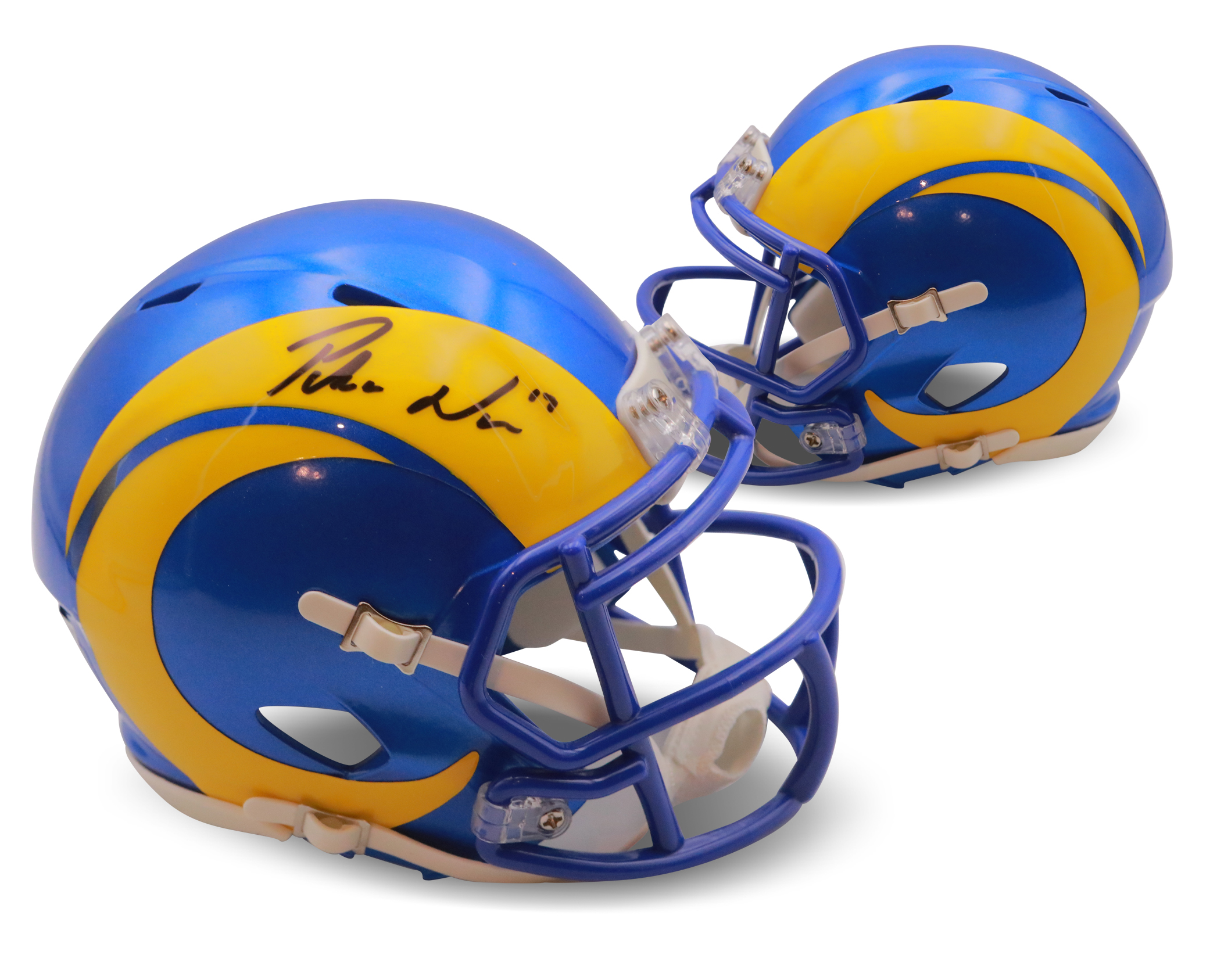 Puka Nacua Autographed Los Angeles Rams Signed Football Mini Helmet Fanatics Authentic COA