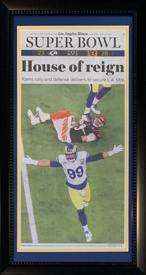 Los Angeles Super Bowl LVI 56 Framed Times Football Newspaper House of Reign ORIGINAL Front Page GET THE AUTHENTIC VERSION! 2/14/22