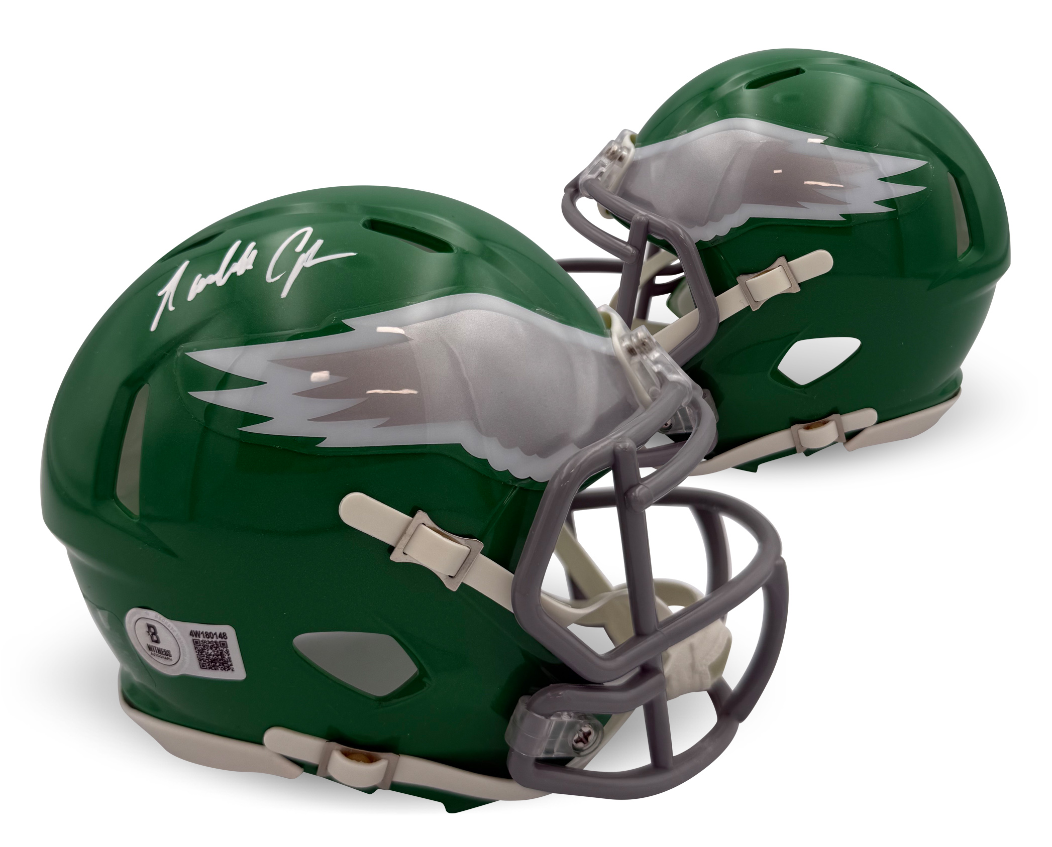 Randall Cunningham Autographed Philadelphia Eagles Signed Football Mini Helmet Beckett COA