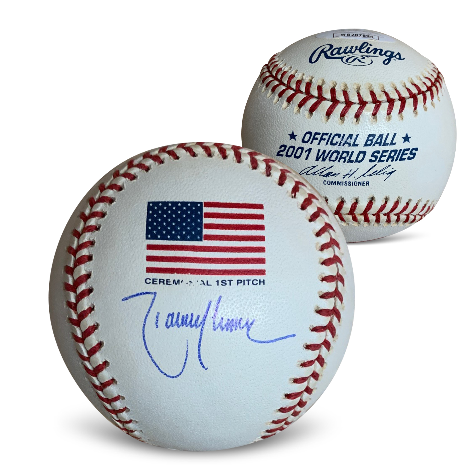 Randy Johnson Autographed 2001 World Series Signed Baseball JSA COA With UV Display Case Flag