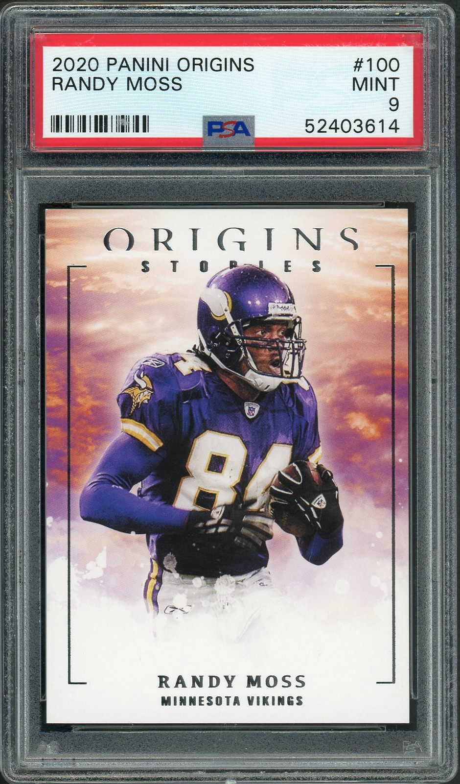 Randy Moss 2020 Panini Origins Stories Football Card #100 Graded PSA 9 MINT