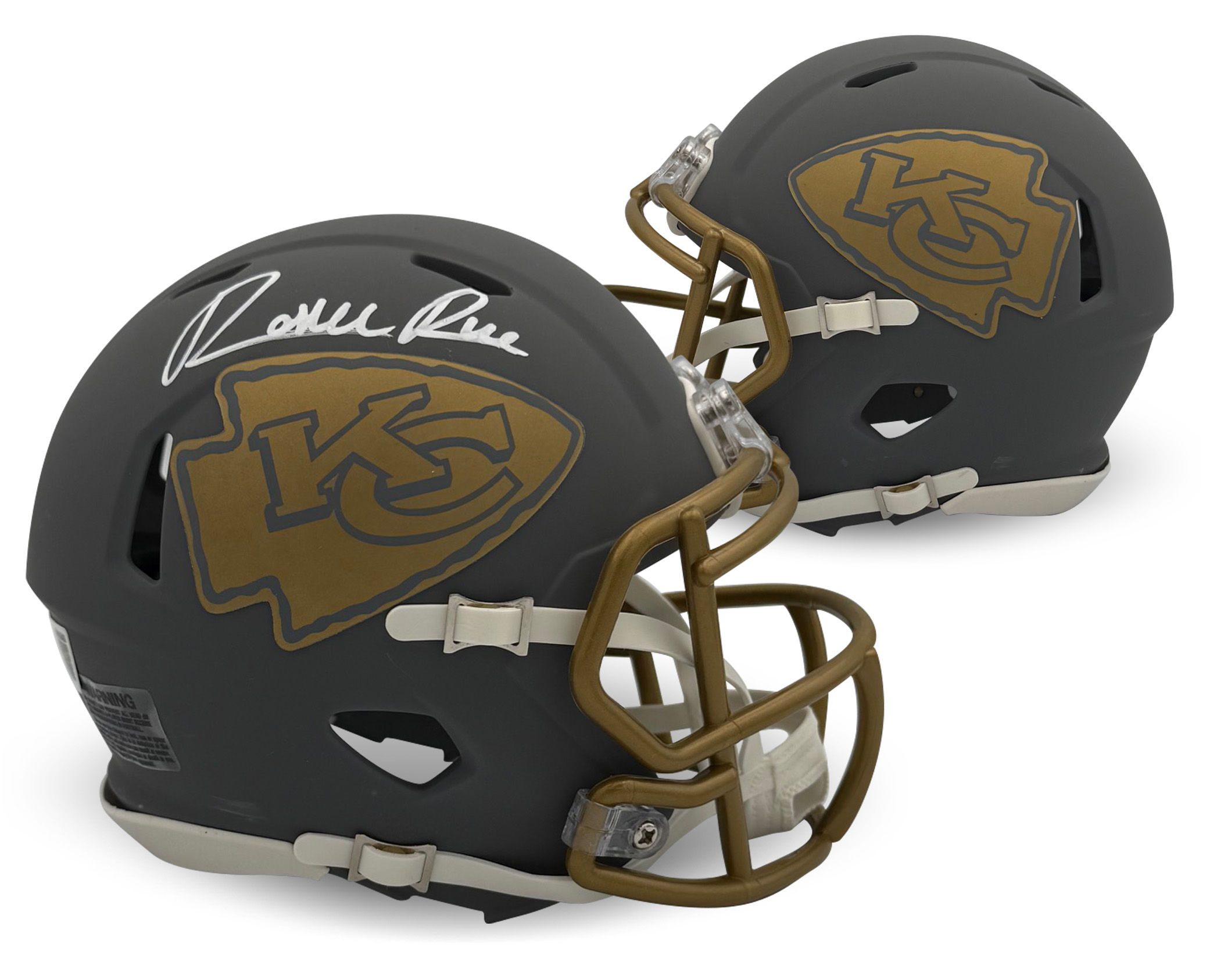 Rashee Rice Autographed Kansas City Chiefs Signed Slate Football Mini Helmet Beckett COA