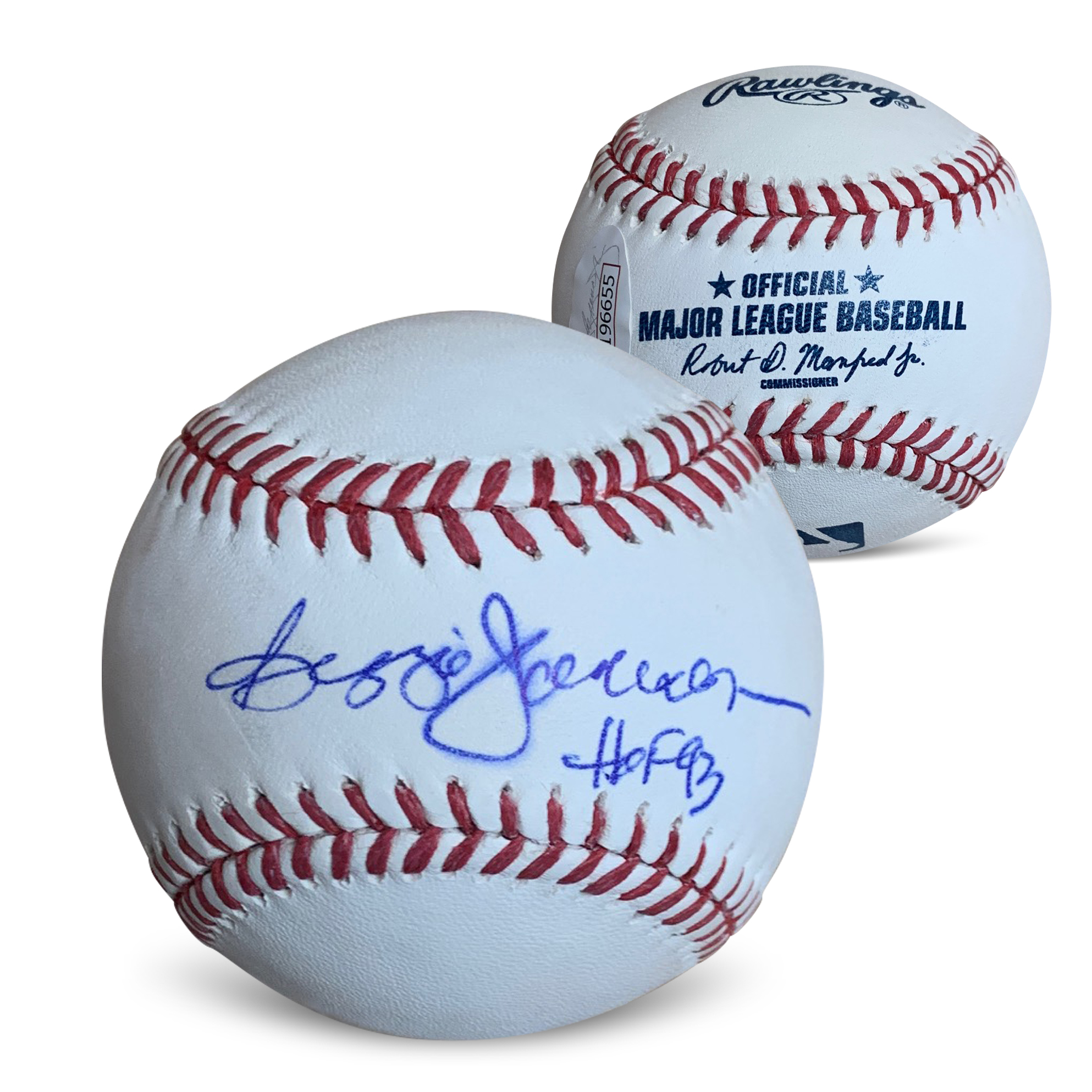 Reggie Jackson Autographed MLB Signed Baseball Hall of Fame HOF 1993 JSA COA With UV Display Case Bleeding