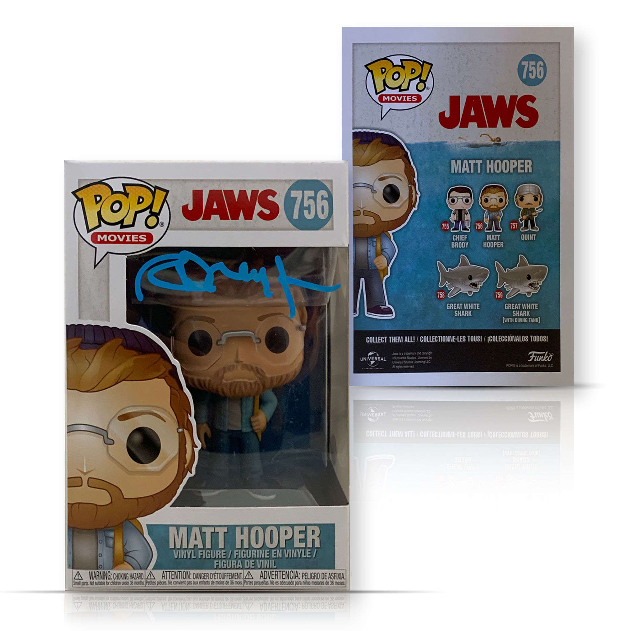Richard Dreyfuss Autographed Jaws 756 Signed Movie Funko Pop JSA COA