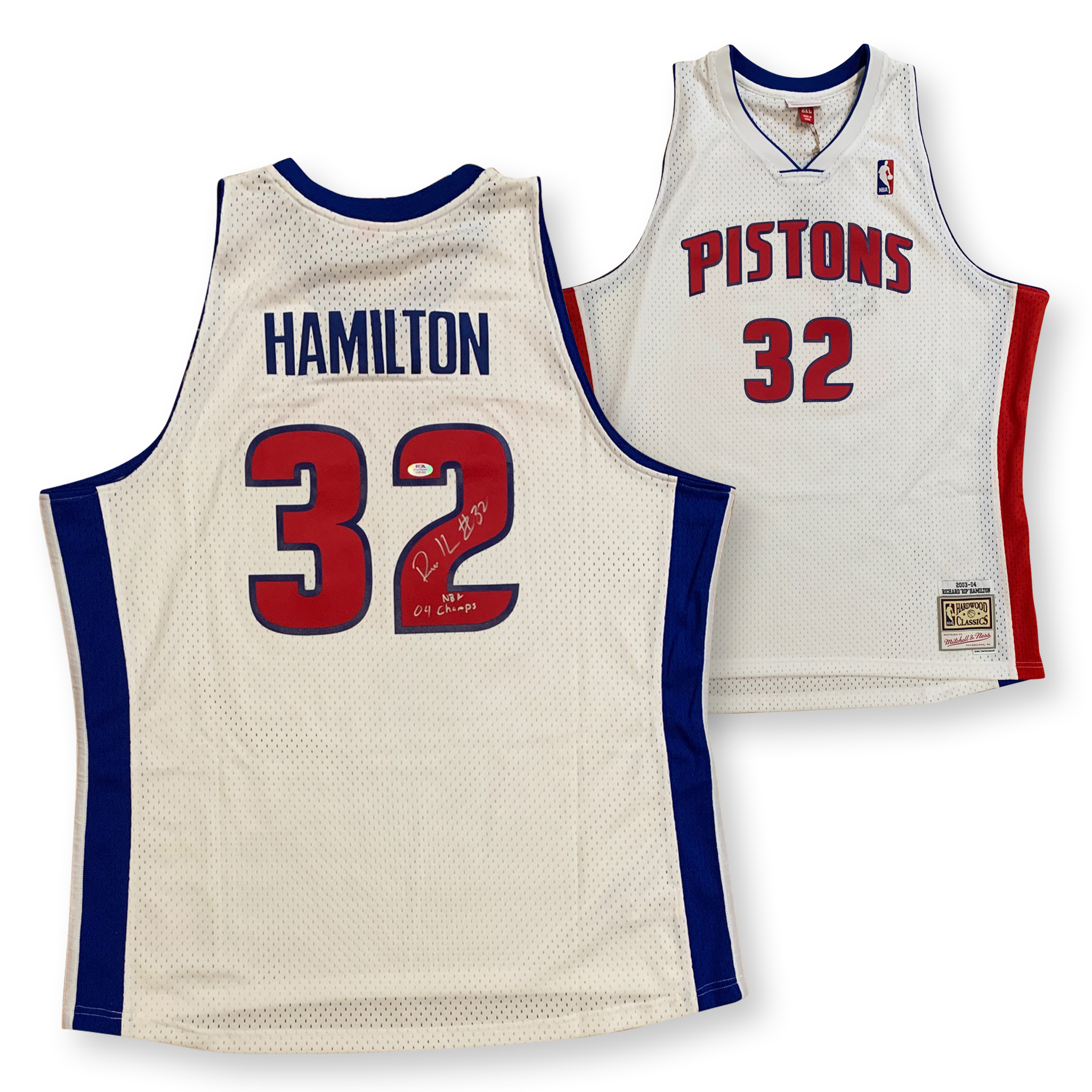 Richard Hamilton Autographed Detroit Pistons Signed Mitchell and Ness Swingman Basketball Jersey 2004 CHAMPS PSA DNA COA