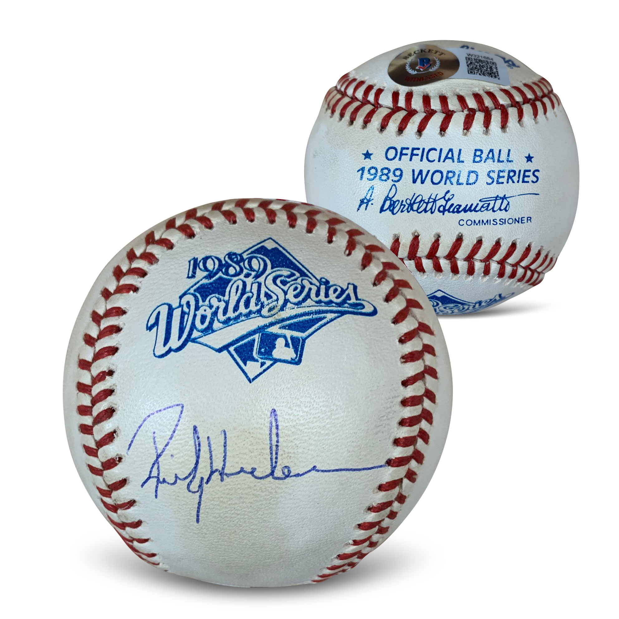 Rickey Henderson Autographed 1989 World Series Signed Baseball Beckett COA With Display Case Rickey Henderson Autographed 1989 World Series Signed Baseball Beckett COA With Display Case